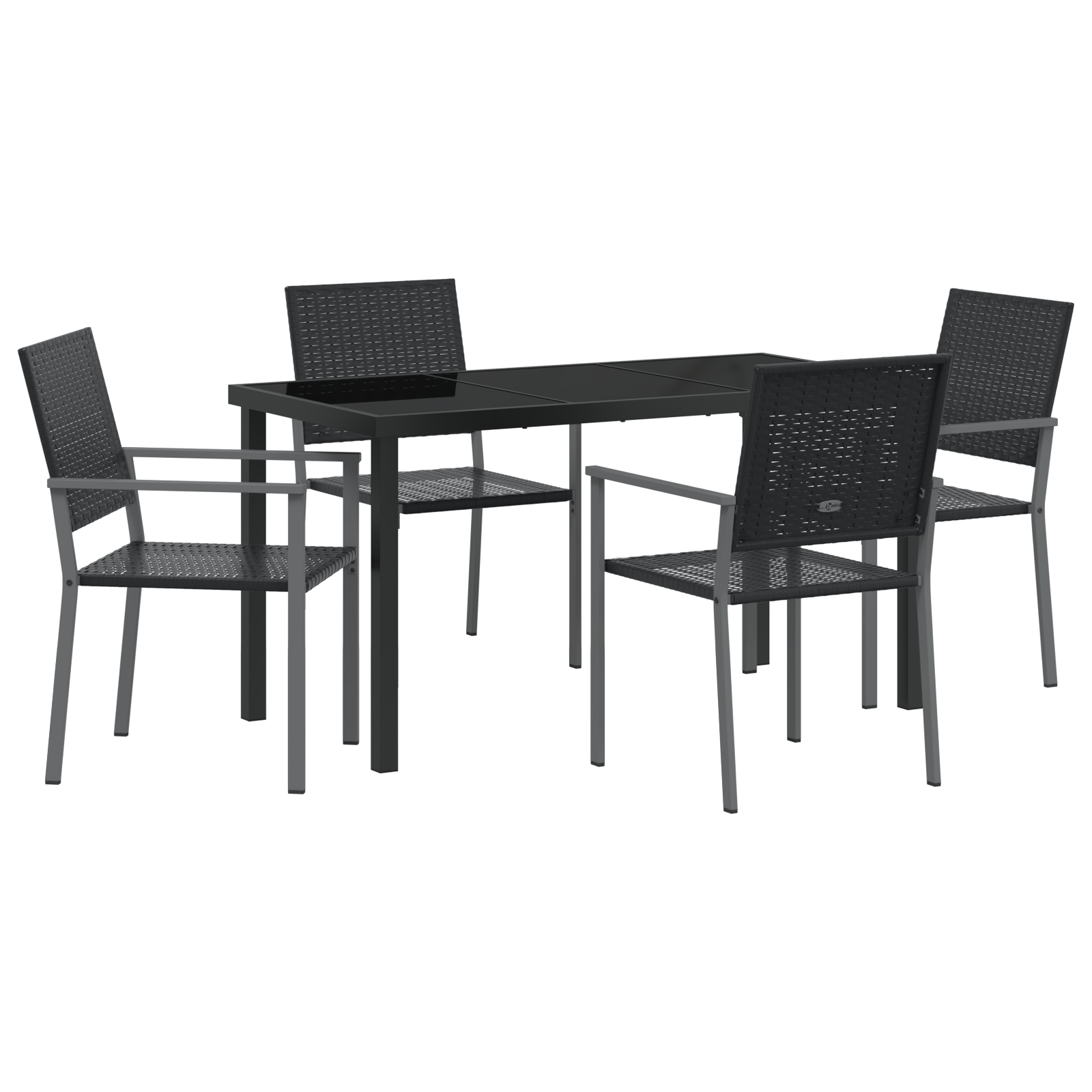 Set de dining pentru grădină 5 piese Negru Poliratan GartenMobel Dekor