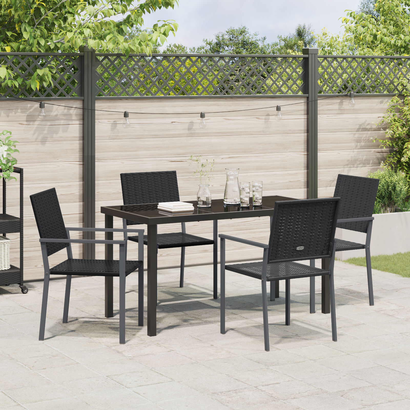 Set de dining pentru grădină 5 piese Negru Poliratan GartenMobel Dekor