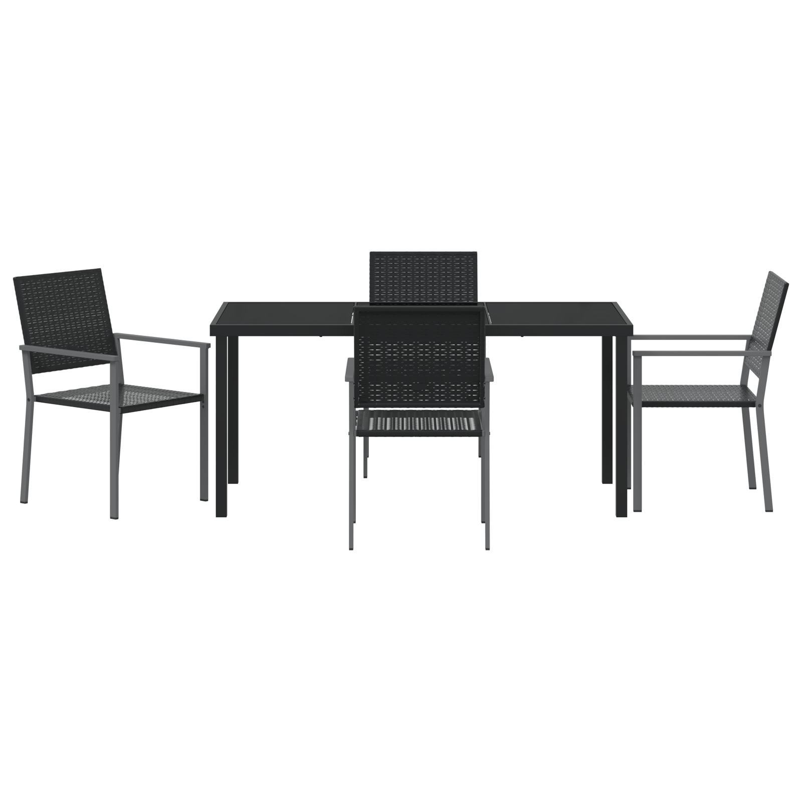 Set de dining pentru grădină 5 piese Negru Poliratan GartenMobel Dekor