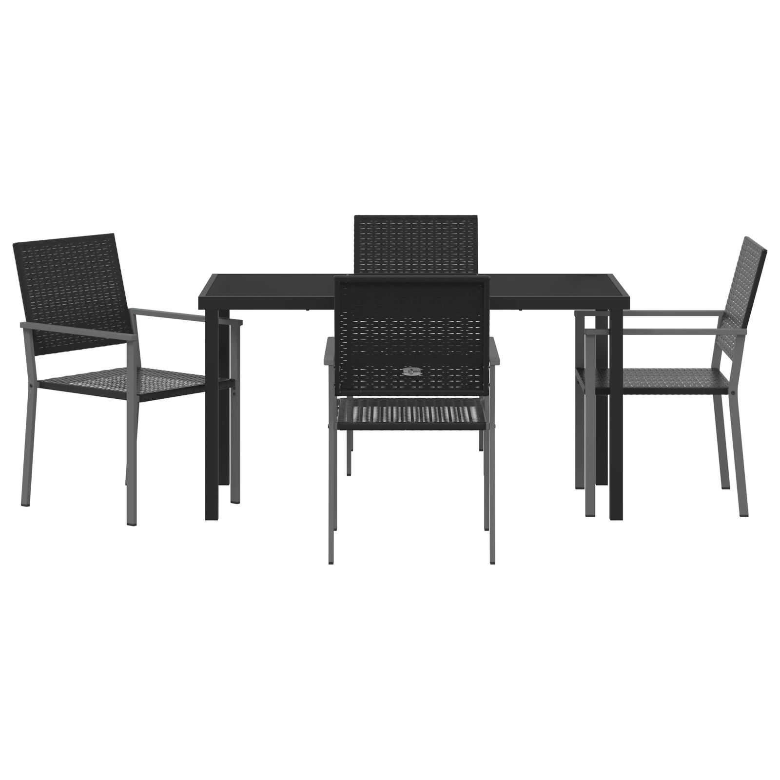 Set de dining pentru grădină 5 piese Negru Poliratan GartenMobel Dekor