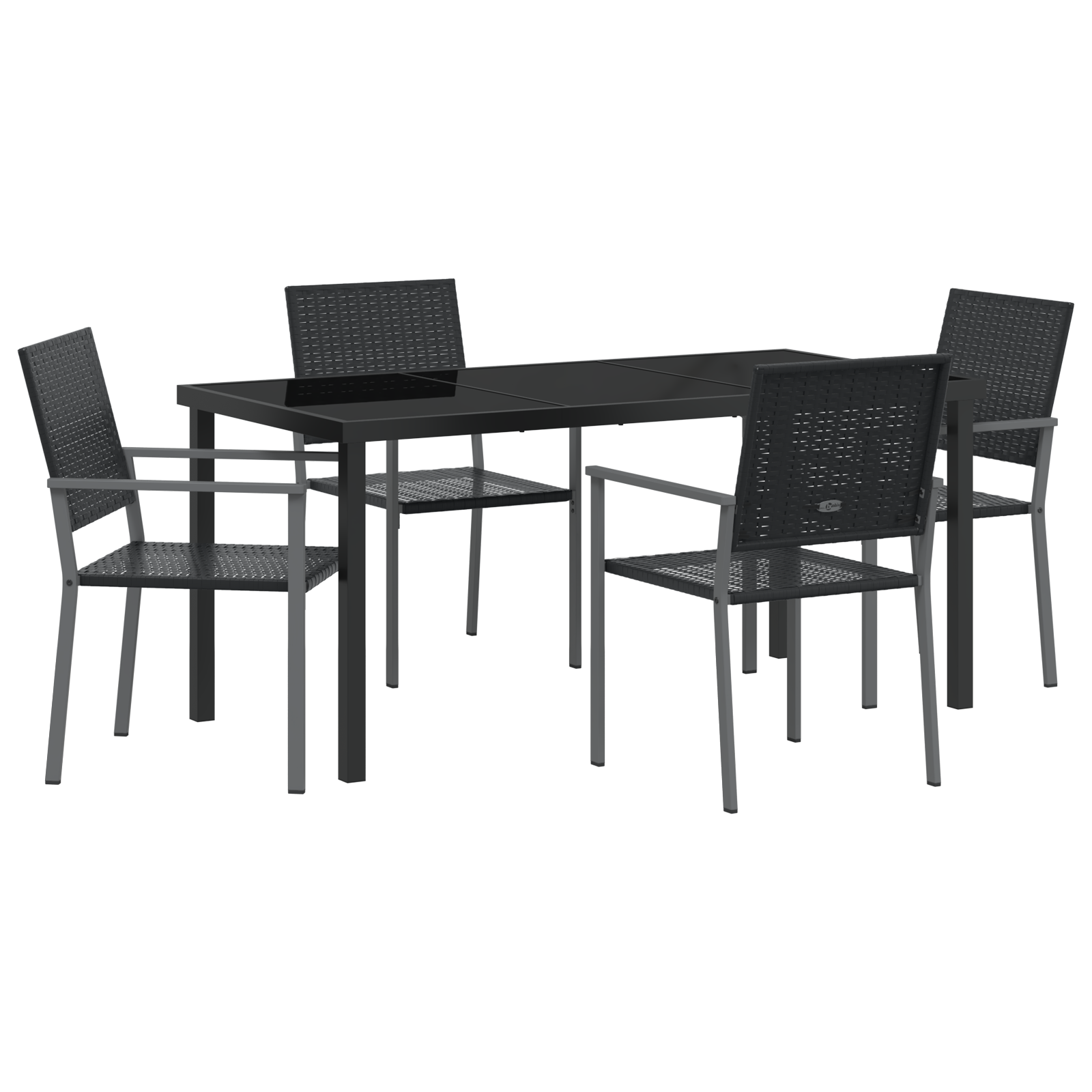 Set de dining pentru grădină 5 piese Negru Poliratan GartenMobel Dekor