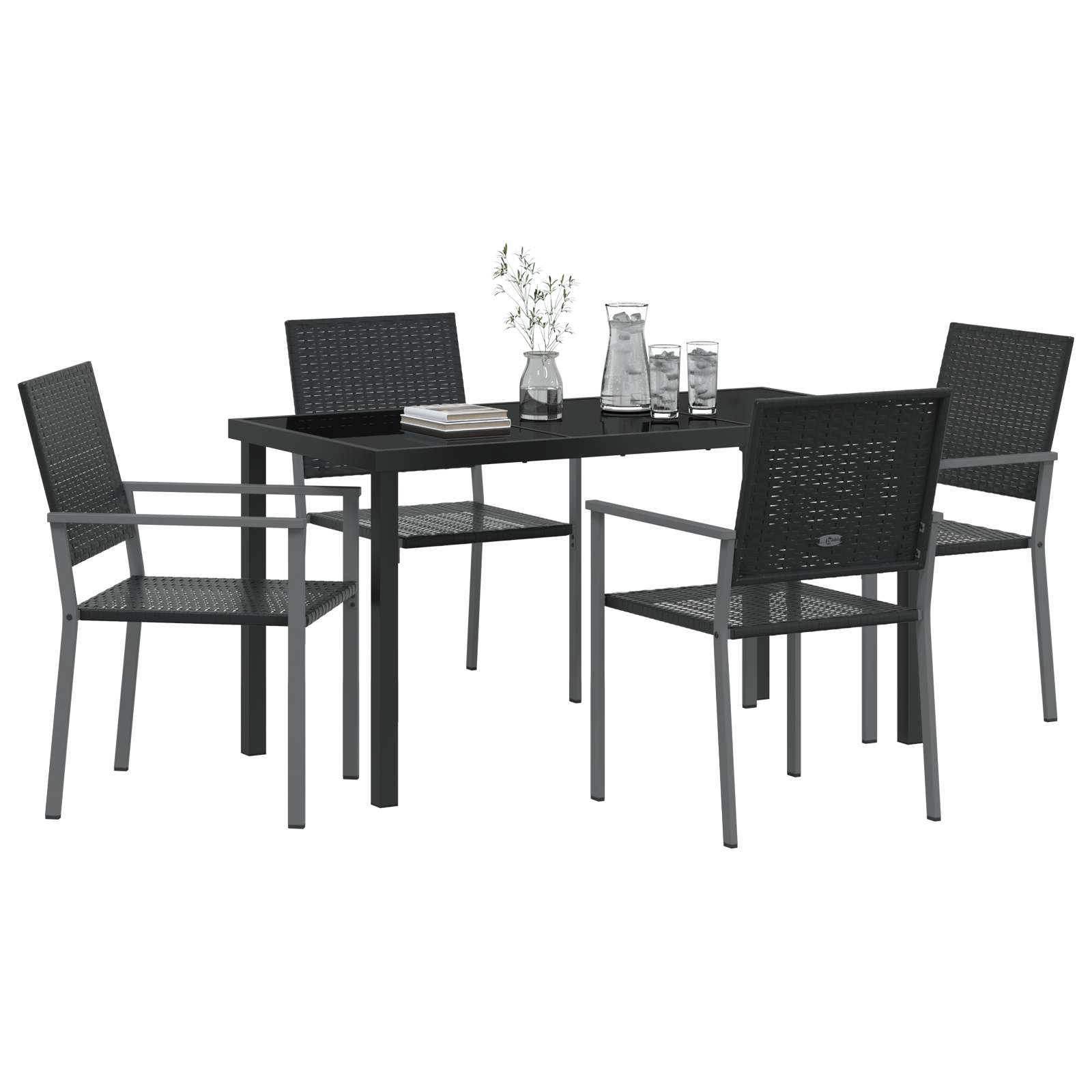 Set de dining pentru grădină 5 piese Negru Poliratan GartenMobel Dekor