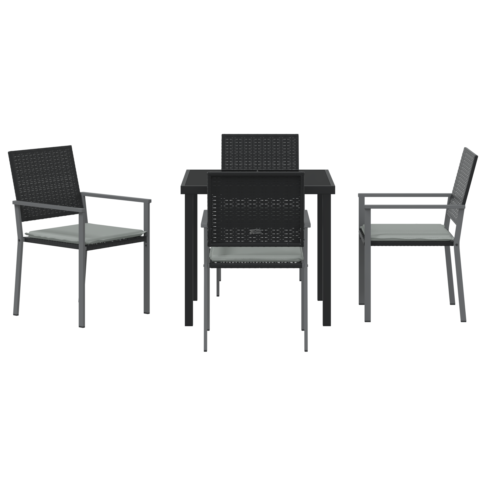 Set de dining pentru grădină 5 piese cu perne Negru Rattan Poli GartenMobel Dekor