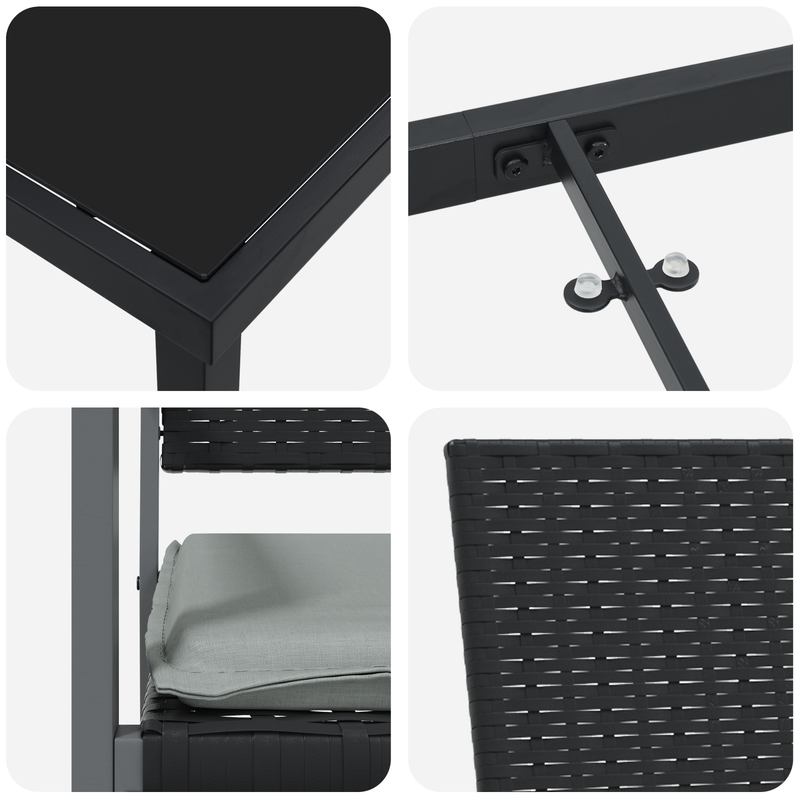 Set de dining pentru grădină 5 piese cu perne Negru Rattan Poli GartenMobel Dekor