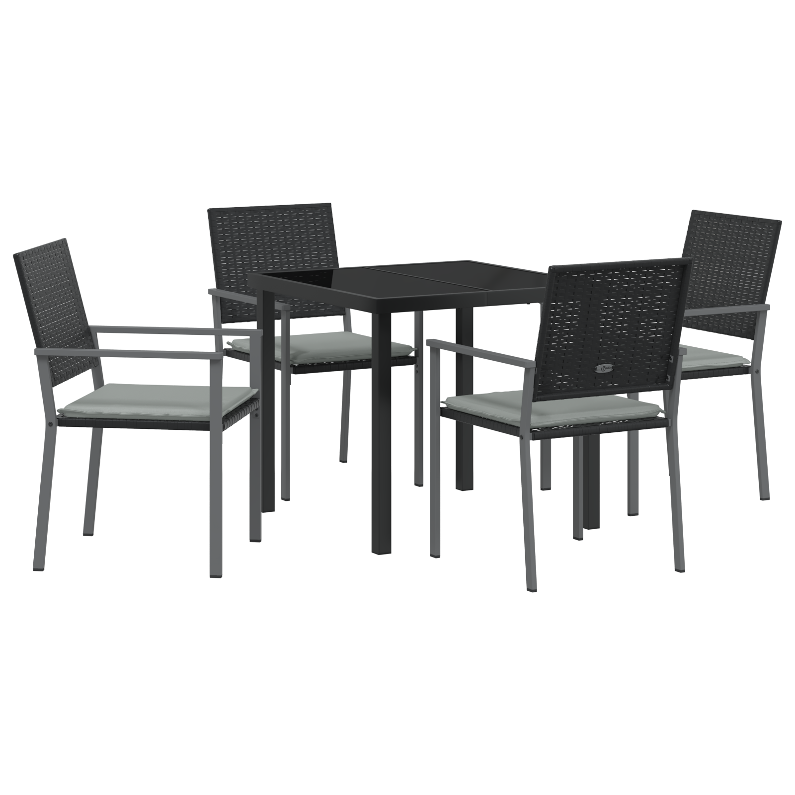 Set de dining pentru grădină 5 piese cu perne Negru Rattan Poli GartenMobel Dekor