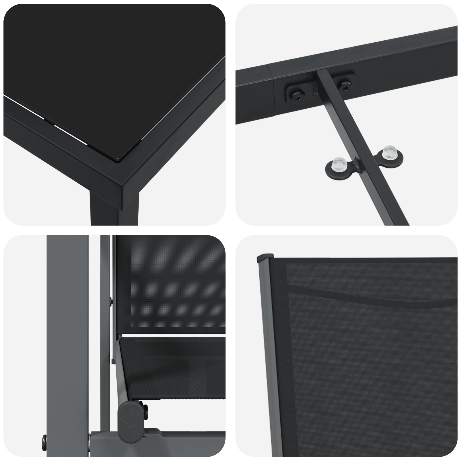 Set de dining pentru grădină 7 piese Negru Textilenă și Oțel GartenMobel Dekor