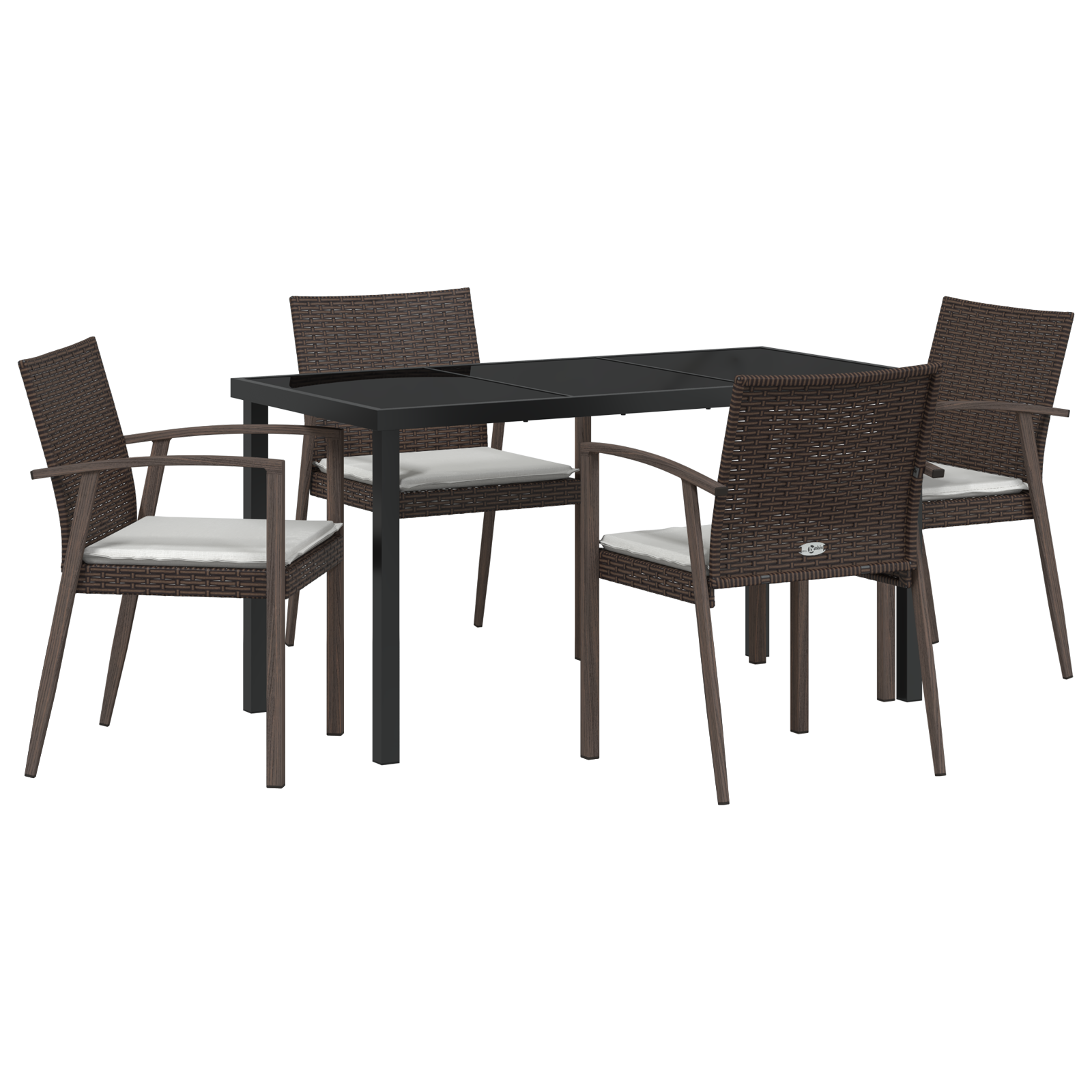 Set de luat masa pentru grădină , 5 piese, cu perne, rattan polirat maro GartenMobel Dekor
