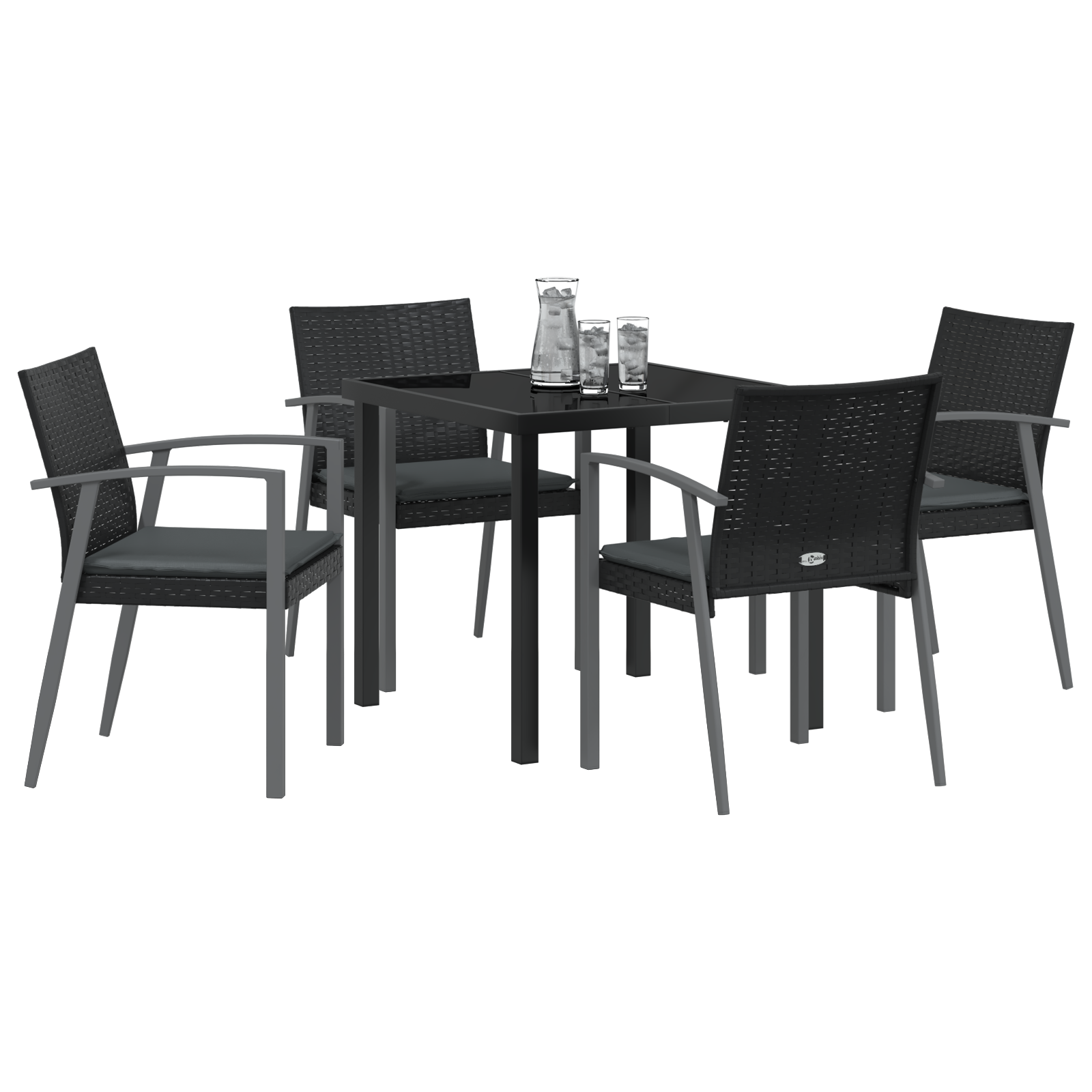 Set de mese de grădină 5 piese cu perne Negru Rattan Poli GartenMobel Dekor