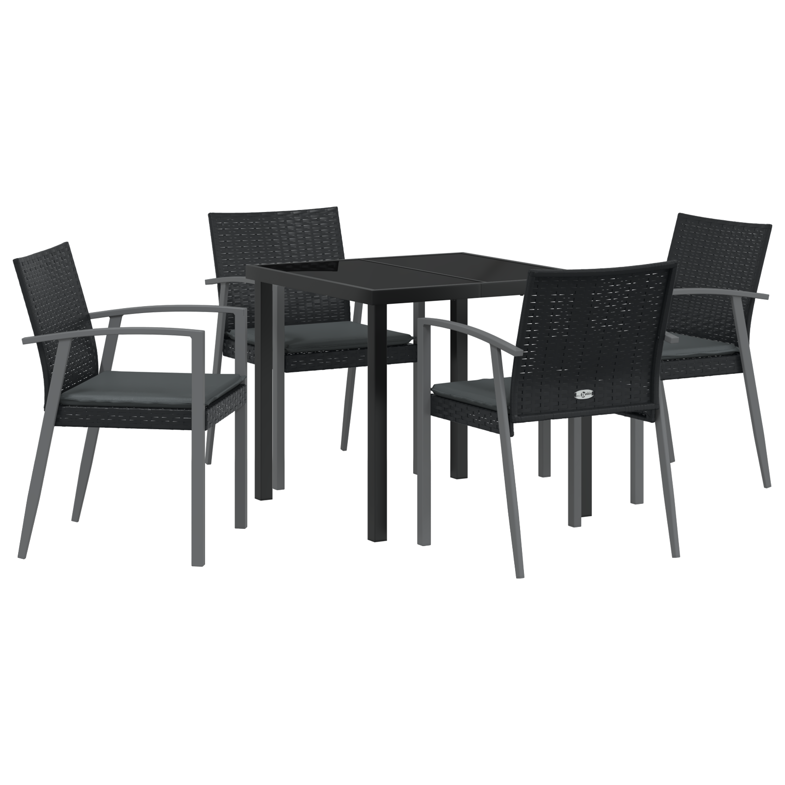 Set de mese de grădină 5 piese cu perne Negru Rattan Poli GartenMobel Dekor