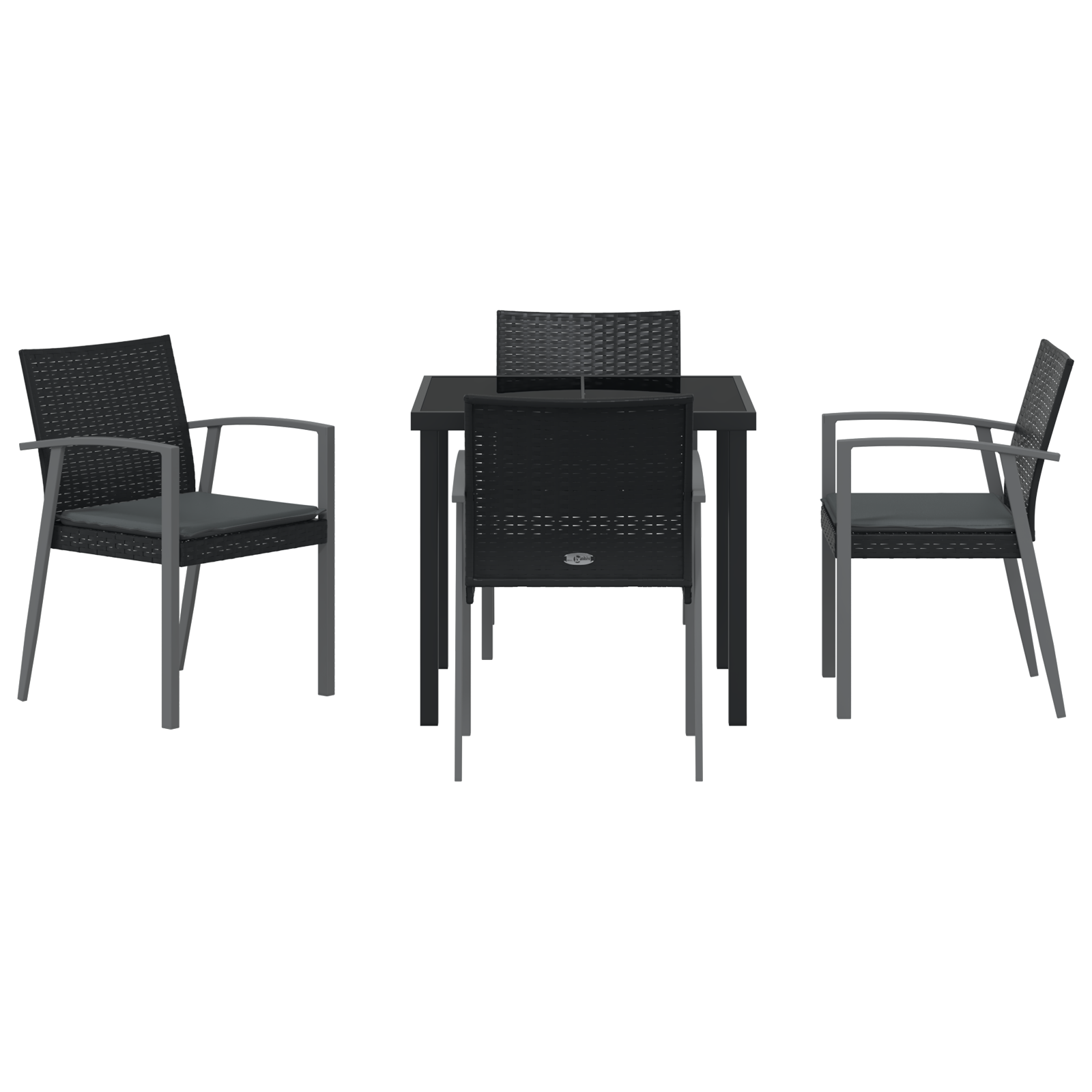 Set de mese de grădină 5 piese cu perne Negru Rattan Poli GartenMobel Dekor