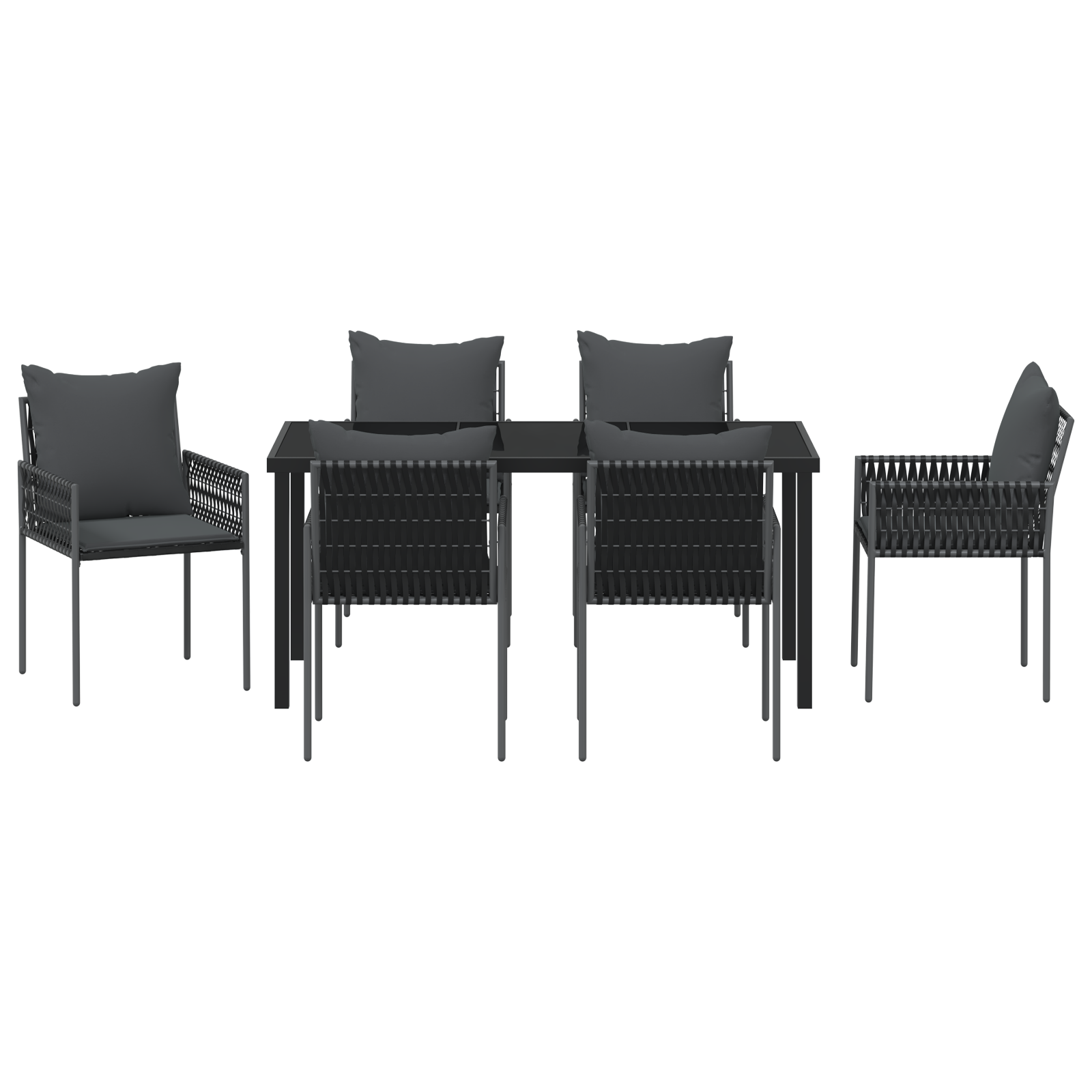 Set de mobilier pentru grădină cu 7 piese și perne Poliratan negru GartenMobel Dekor
