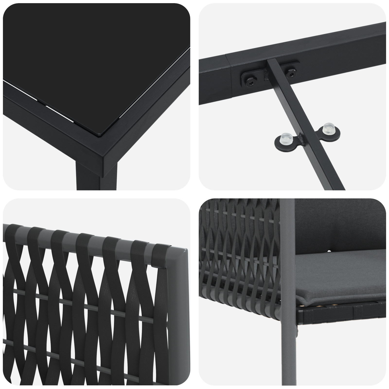 Set de mobilier pentru grădină cu 7 piese și perne Poliratan negru GartenMobel Dekor