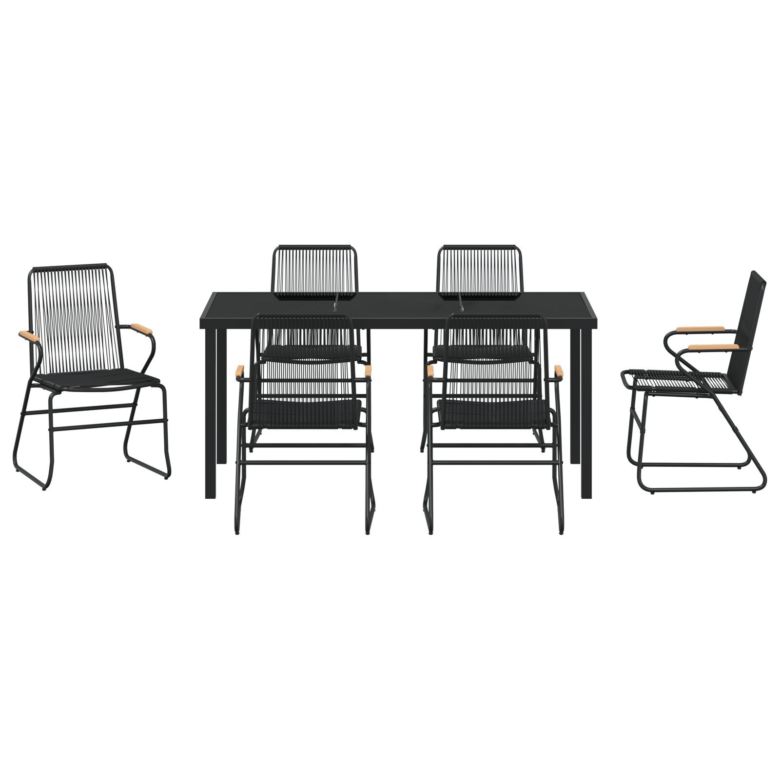 Set Dining Grădină cu 7 Piese Negru Rattan PVC GartenMobel Dekor