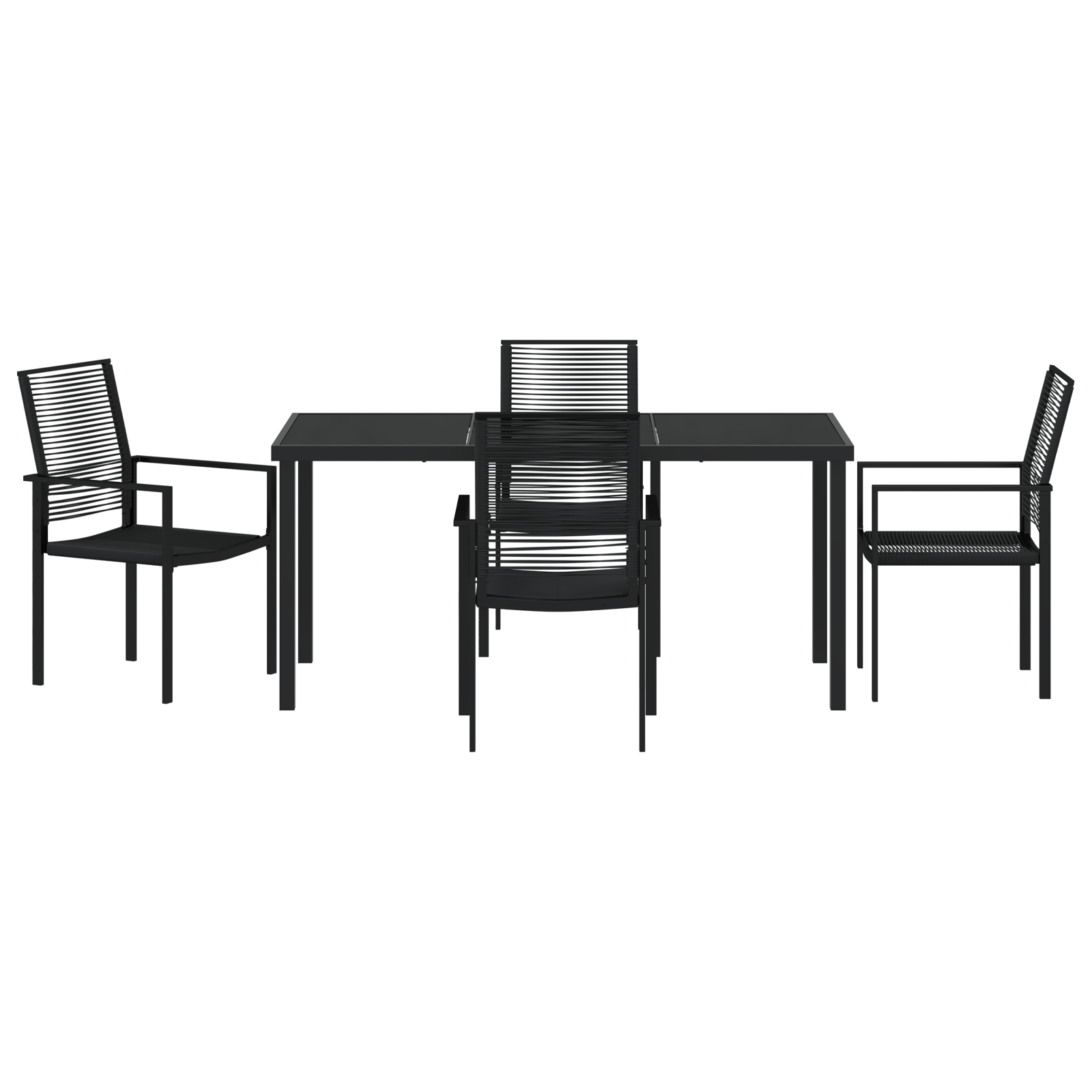 Set de 5 piese pentru dining în grădină Negru Ratan PVC GartenMobel Dekor