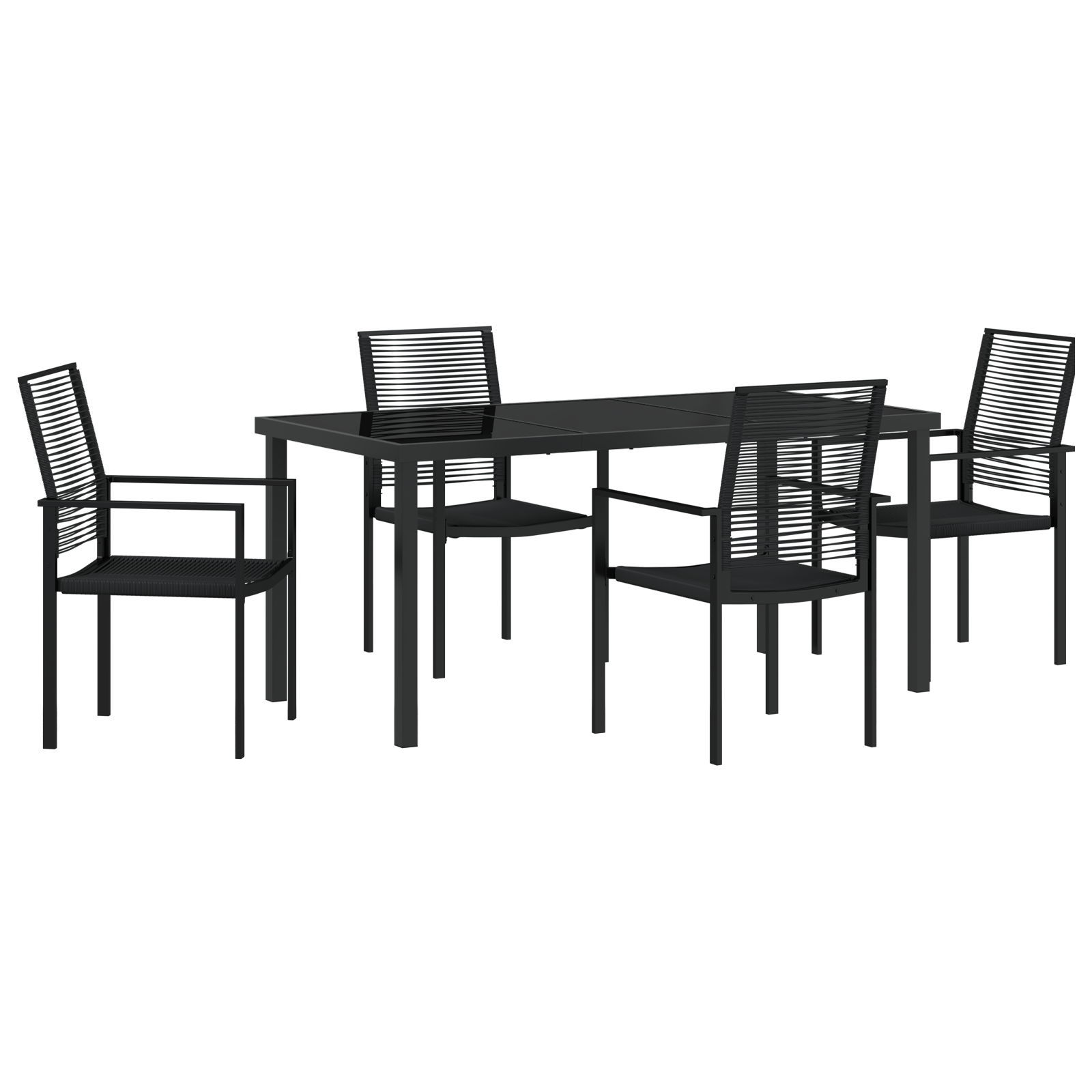Set de 5 piese pentru dining în grădină Negru Ratan PVC GartenMobel Dekor