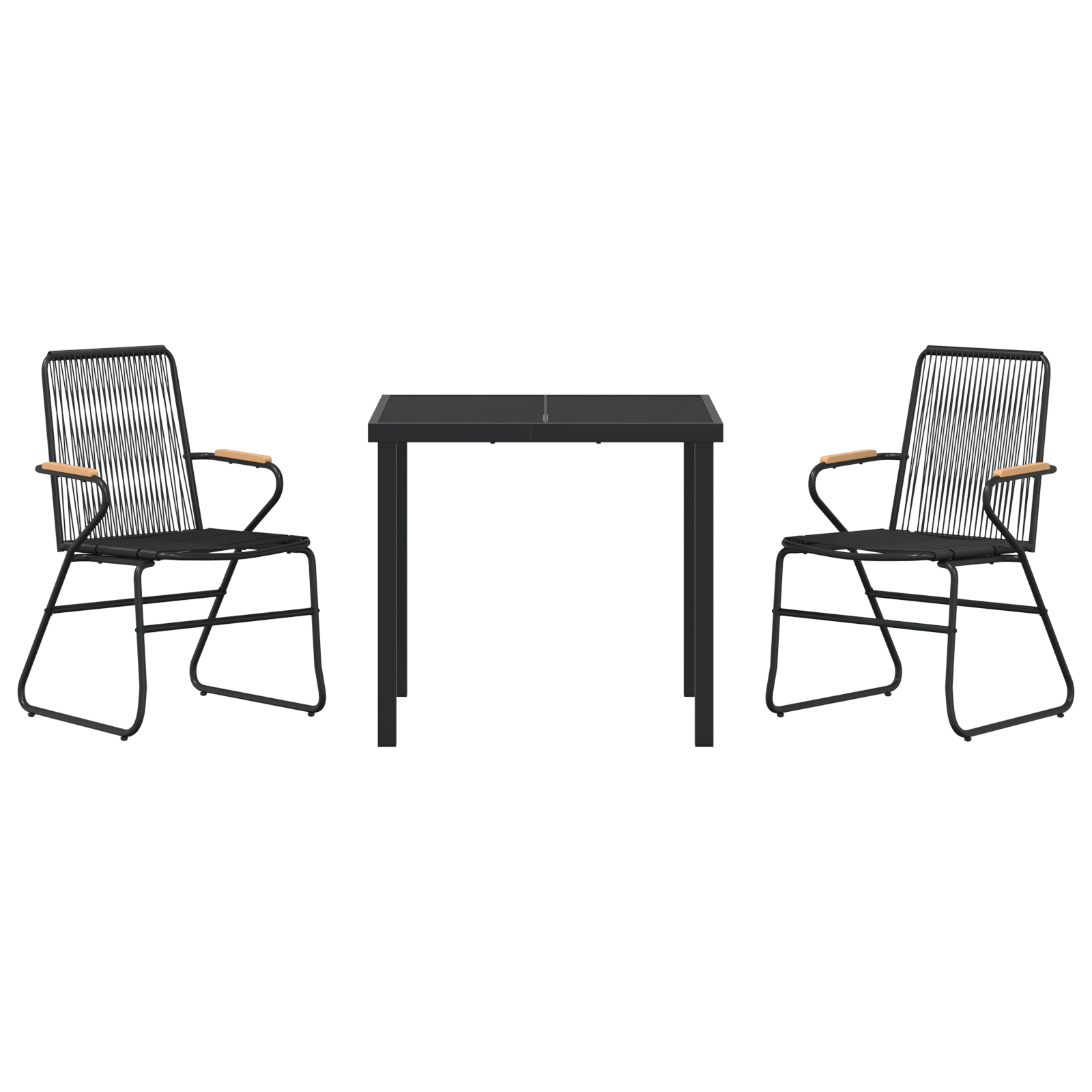 Set de dining de grădină 3 piese Negru Rattan PVC GartenMobel Dekor