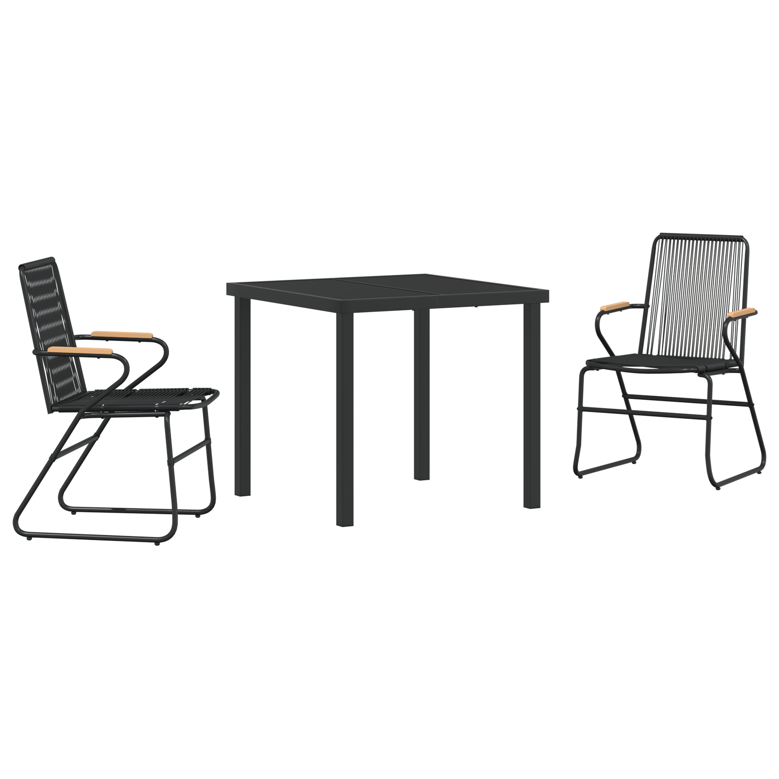 Set de dining de grădină 3 piese Negru Rattan PVC GartenMobel Dekor