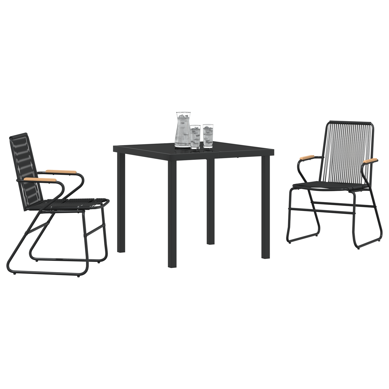 Set de dining de grădină 3 piese Negru Rattan PVC GartenMobel Dekor