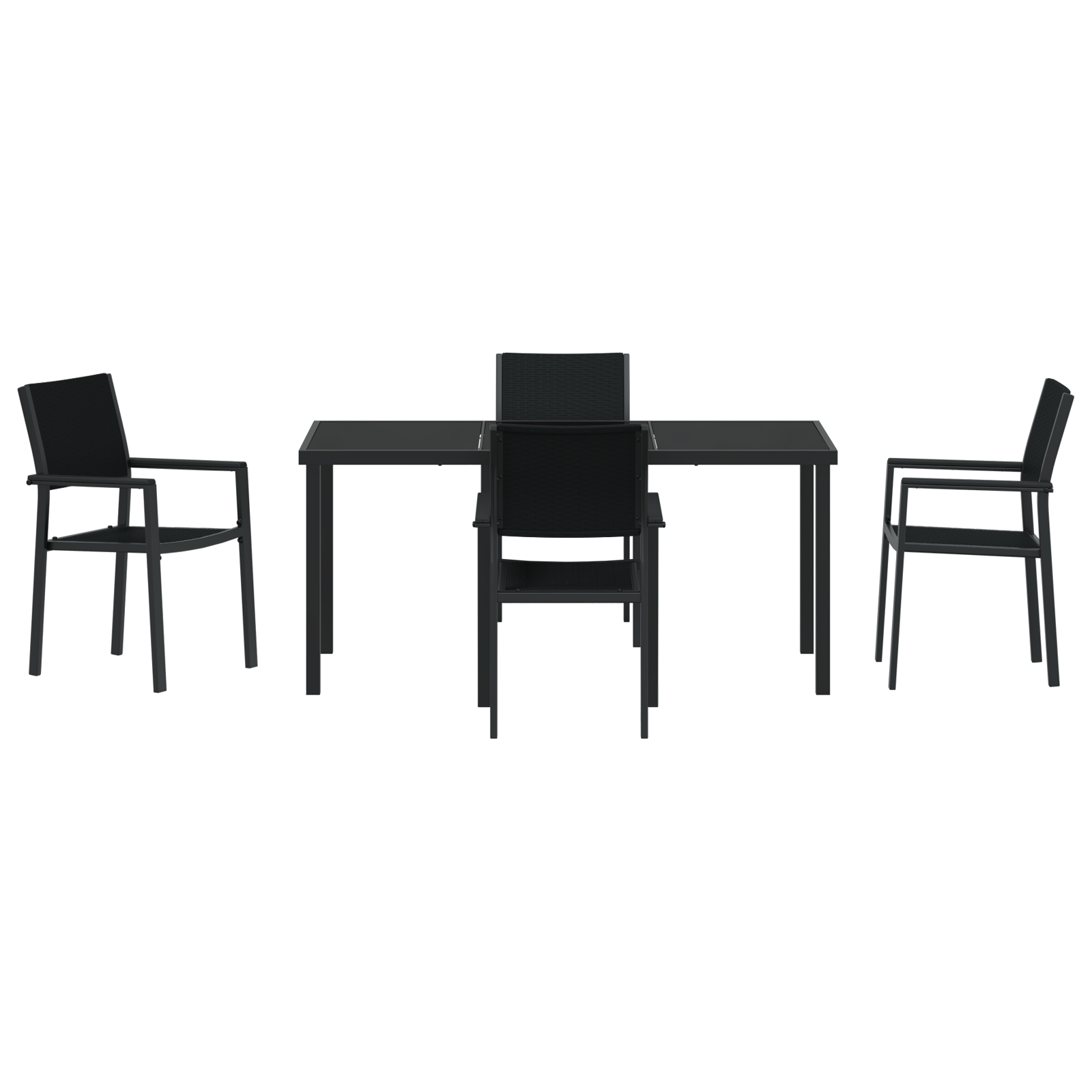 Set de dining de grădină 4 piese Negru Ratan Polimer GartenMobel Dekor