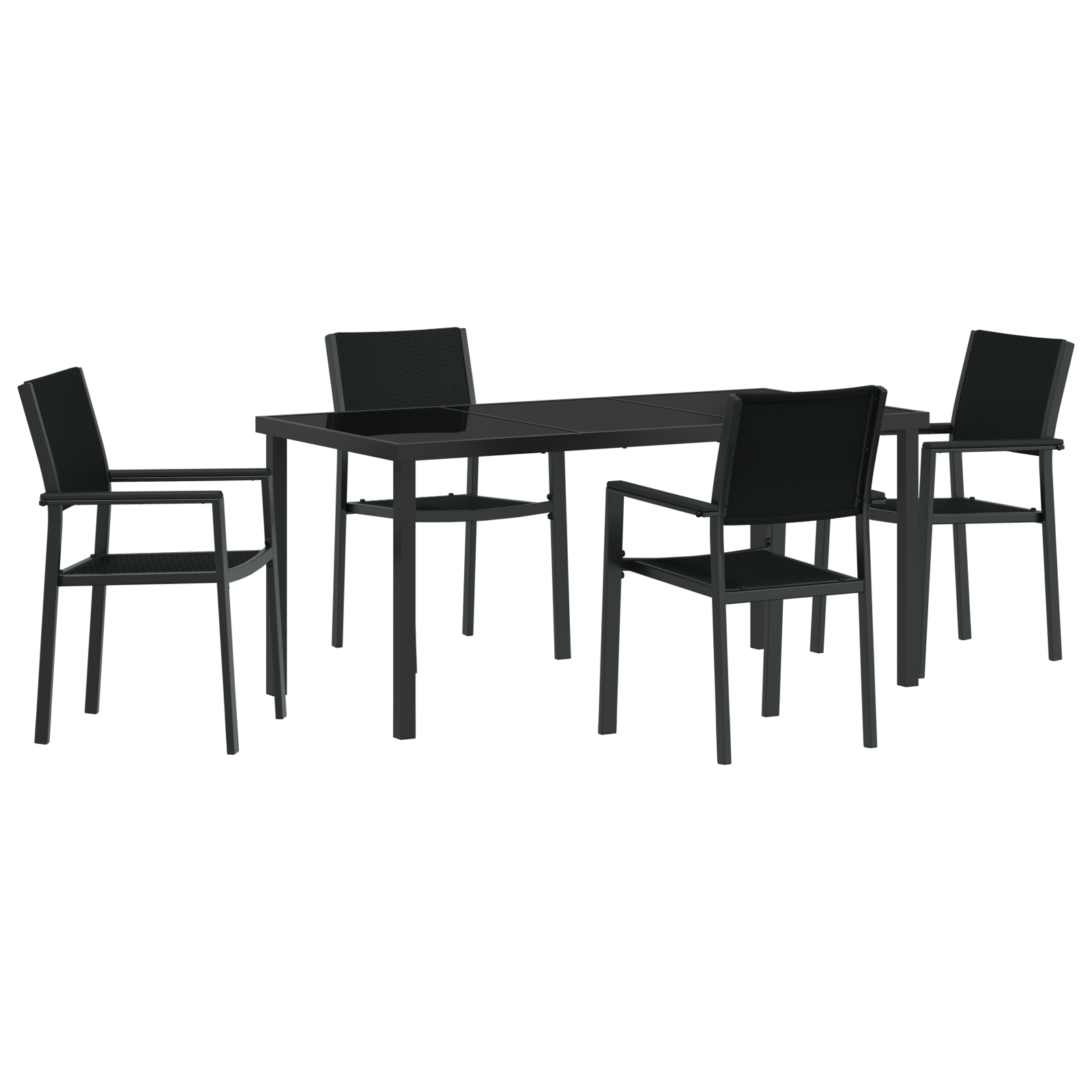 Set de dining de grădină 4 piese Negru Ratan Polimer GartenMobel Dekor