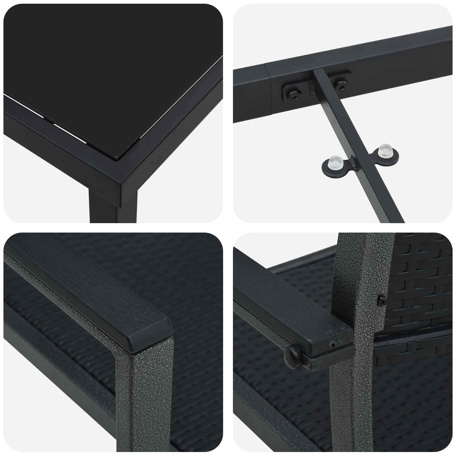 Set de dining de grădină 4 piese Negru Ratan Polimer GartenMobel Dekor