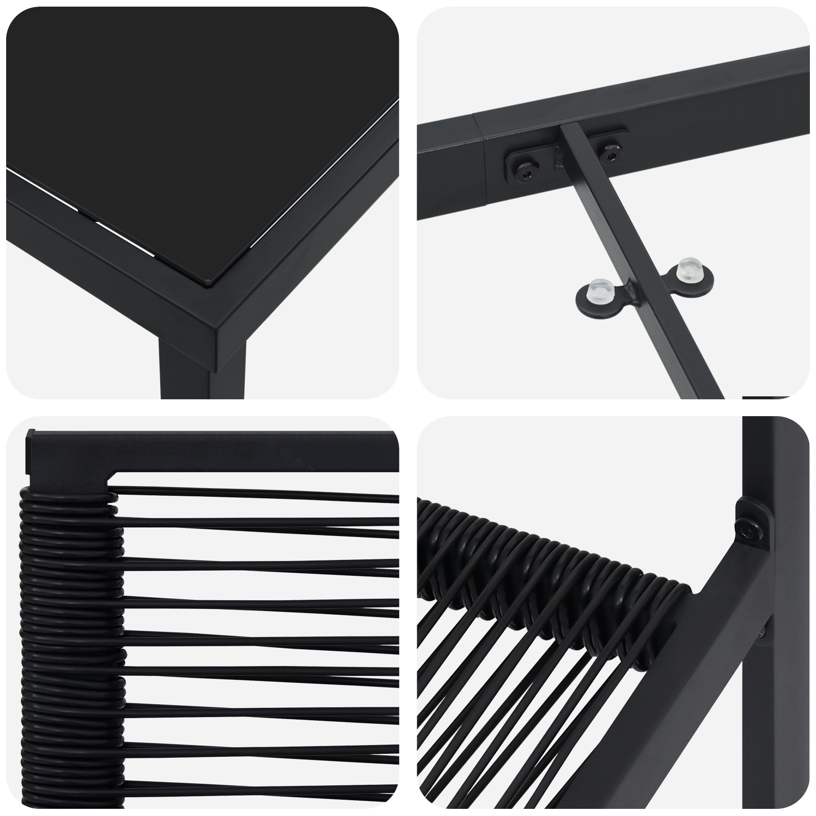 Set de dining de grădină 5 piese Negru Rattan PVC GartenMobel Dekor