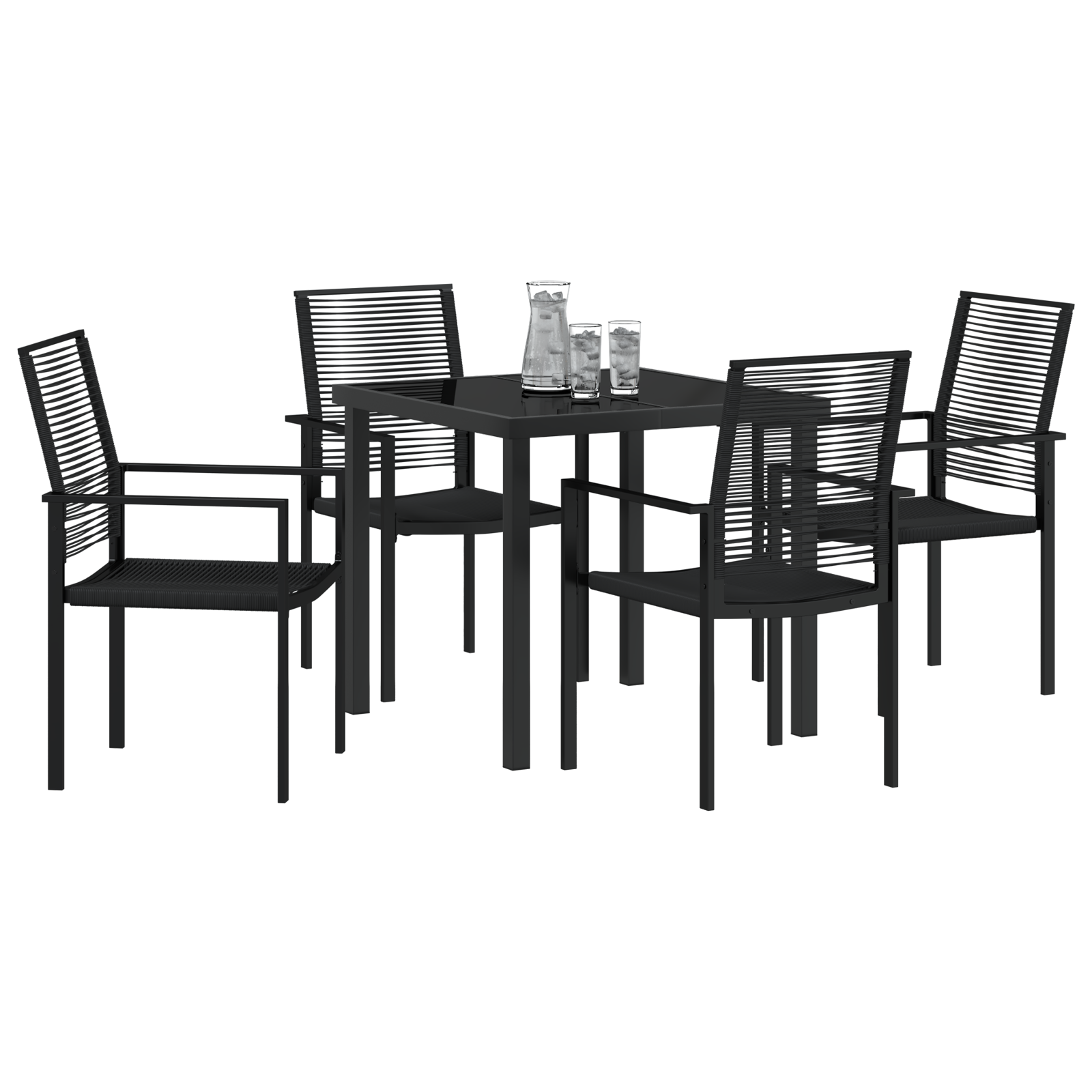 Set de dining de grădină 5 piese Negru Rattan PVC GartenMobel Dekor