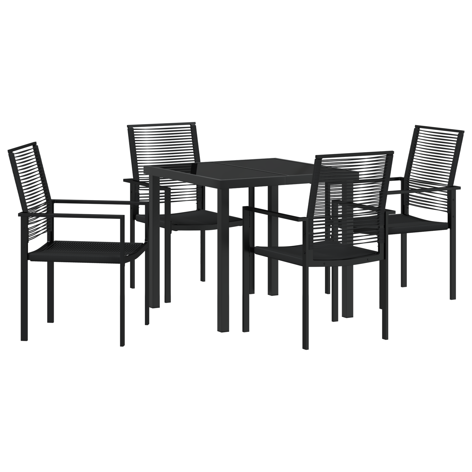 Set de dining de grădină 5 piese Negru Rattan PVC GartenMobel Dekor