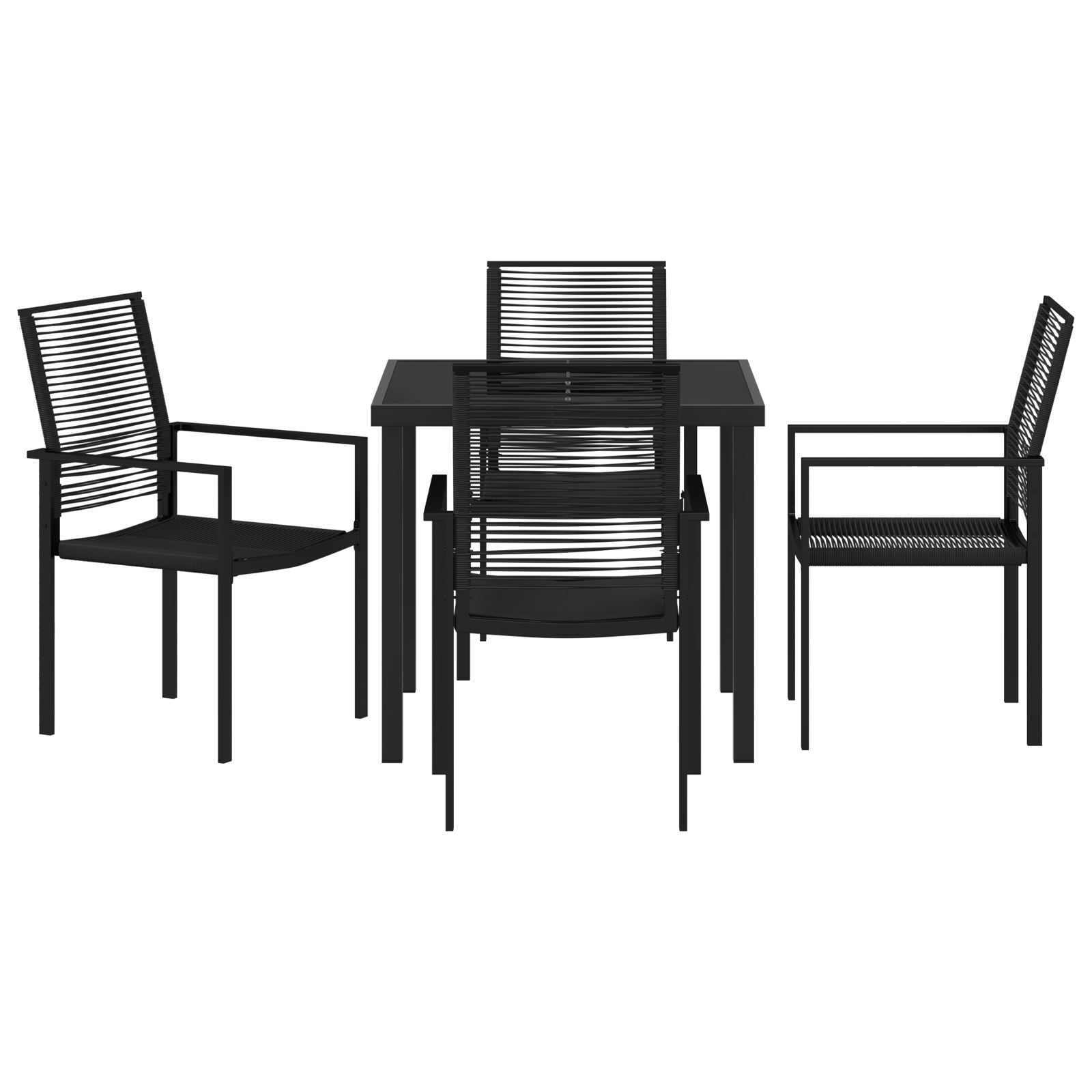 Set de dining de grădină 5 piese Negru Rattan PVC GartenMobel Dekor