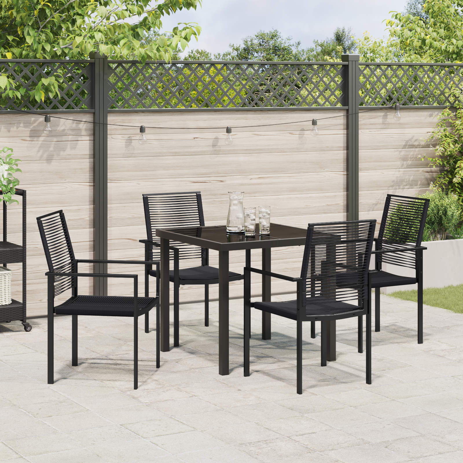 Set de dining de grădină 5 piese Negru Rattan PVC GartenMobel Dekor