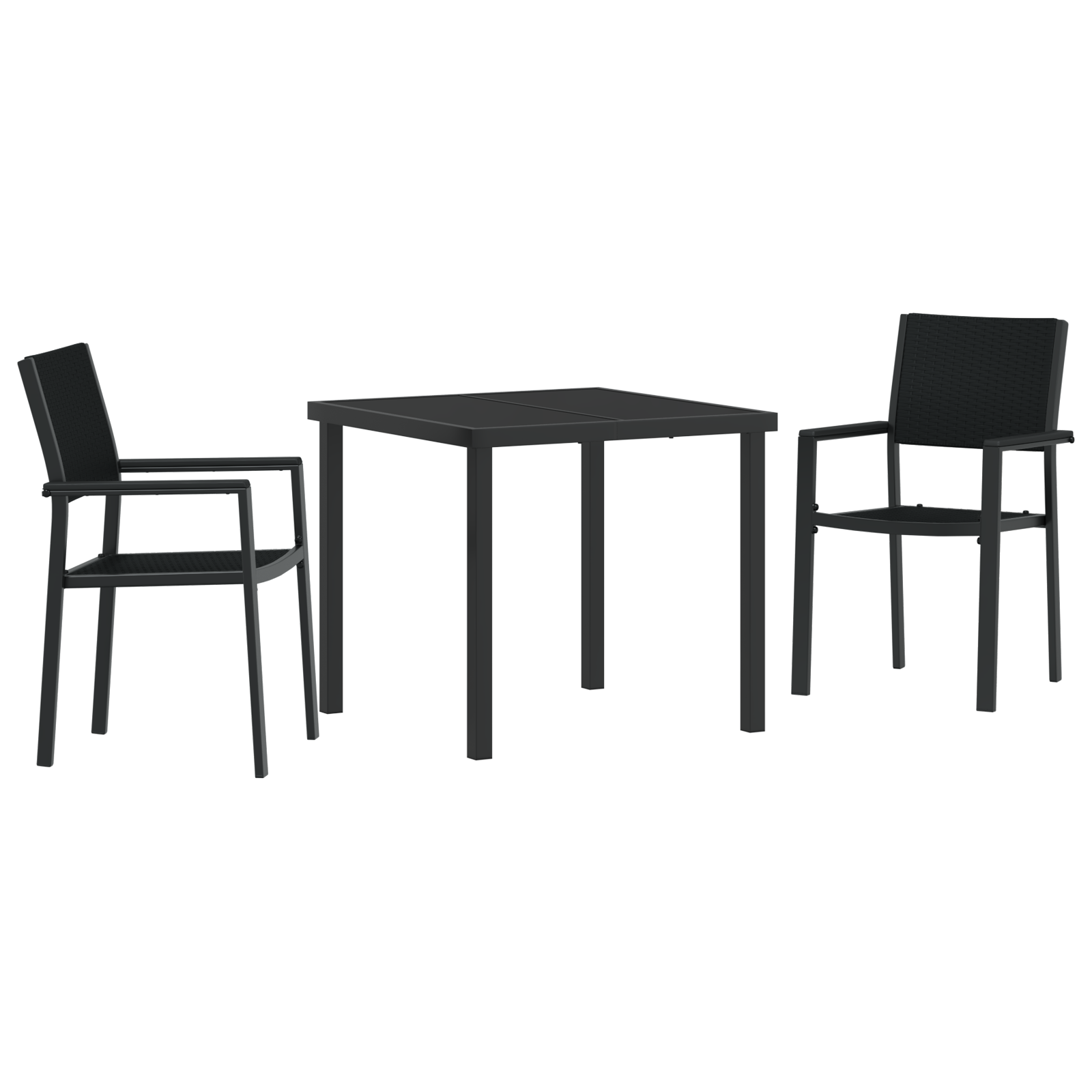 Set de dining în grădină 3 piese Negru Poly Rattan GartenMobel Dekor