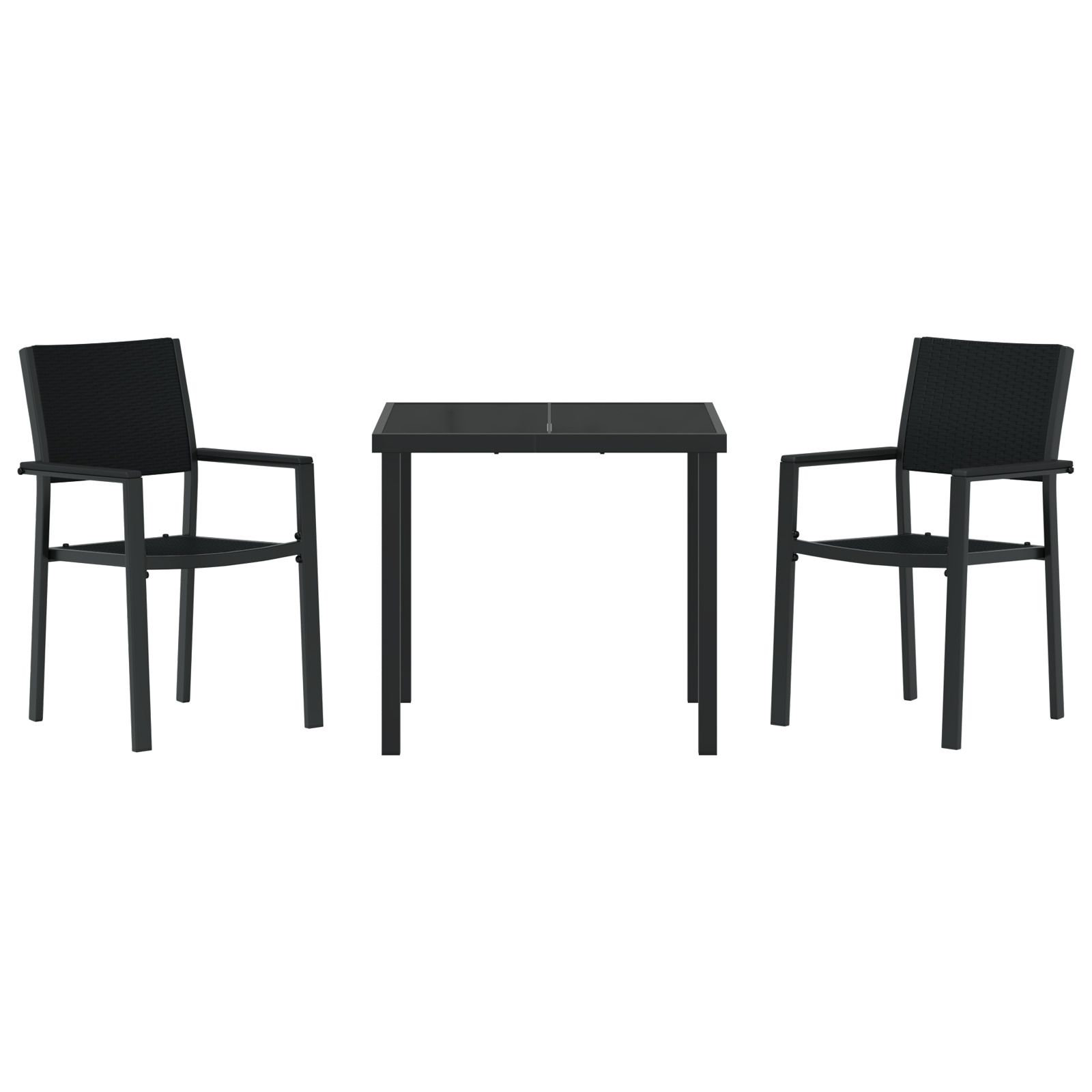 Set de dining în grădină 3 piese Negru Poly Rattan GartenMobel Dekor