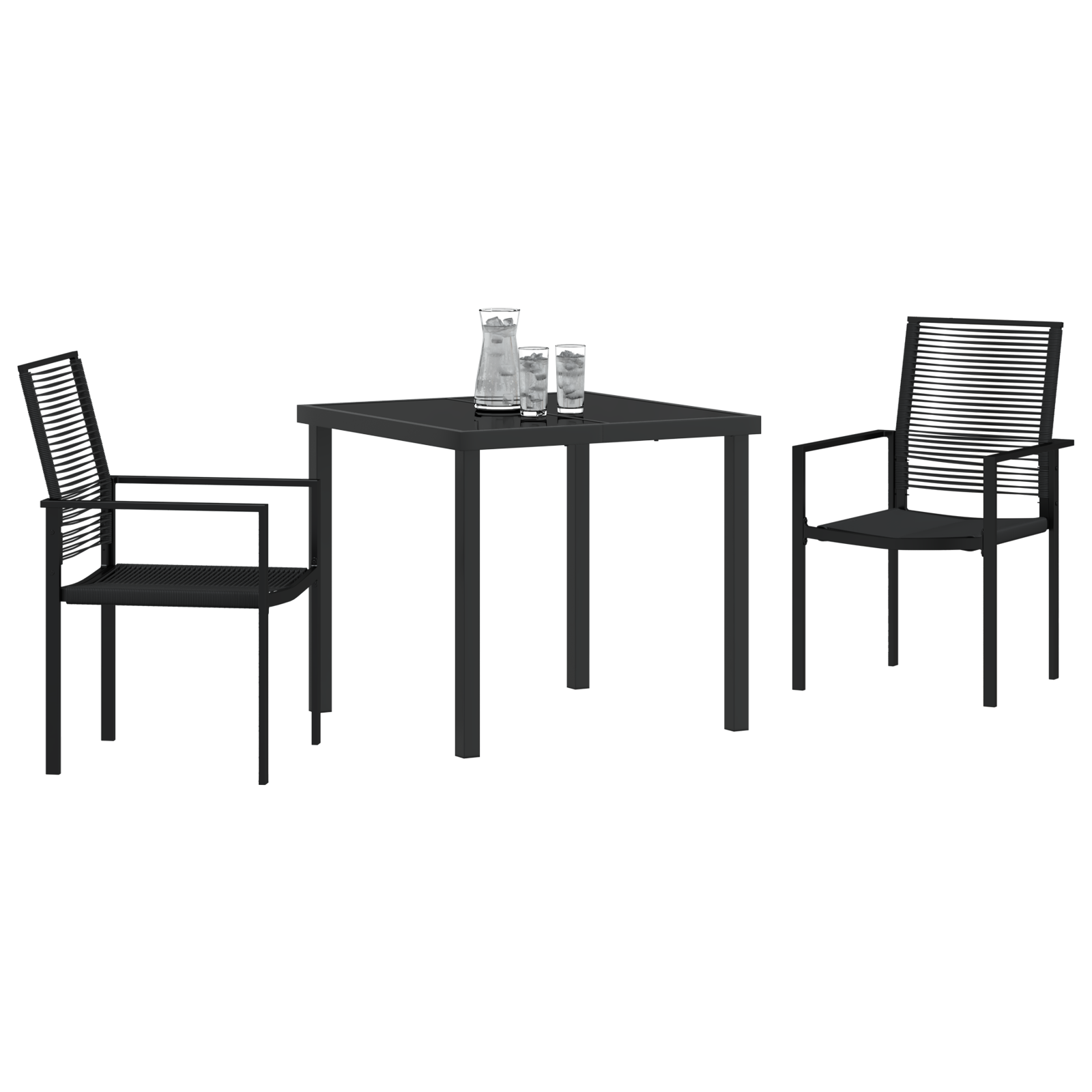 Set de dining pentru grădină 3 piese Negru Ratan PVC GartenMobel Dekor