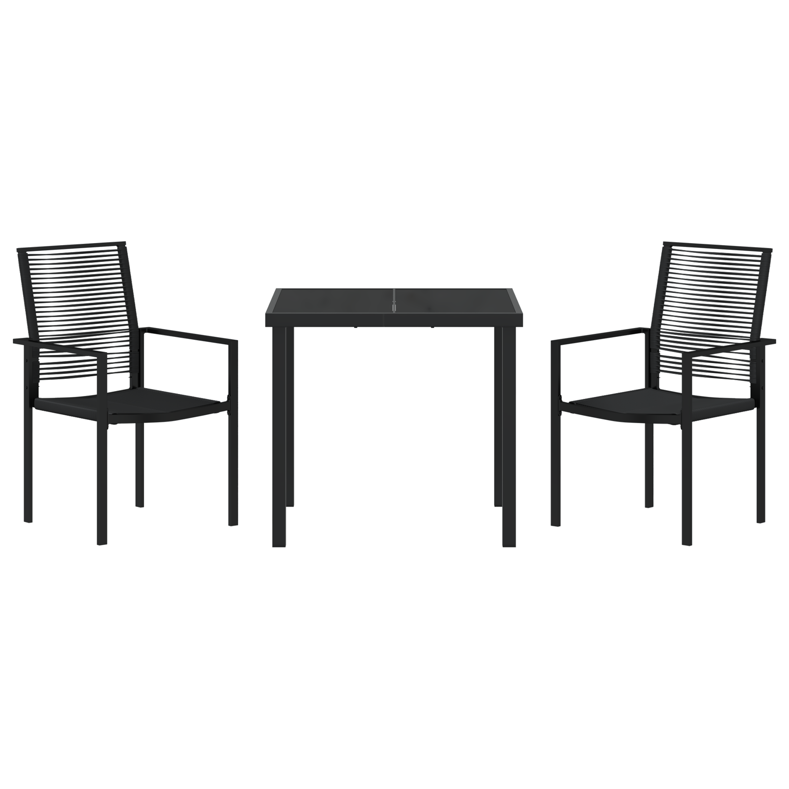 Set de dining pentru grădină 3 piese Negru Ratan PVC GartenMobel Dekor