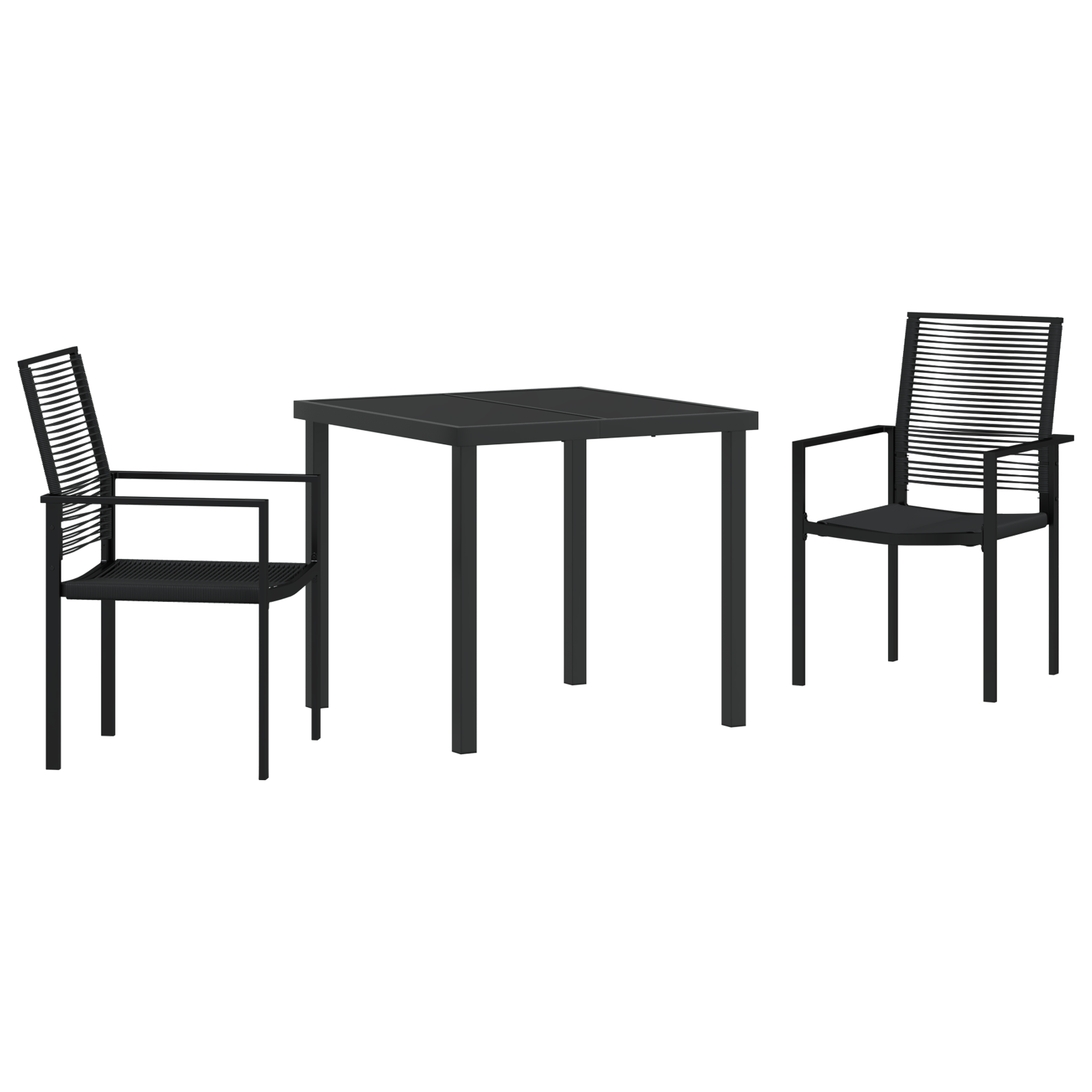 Set de dining pentru grădină 3 piese Negru Ratan PVC GartenMobel Dekor