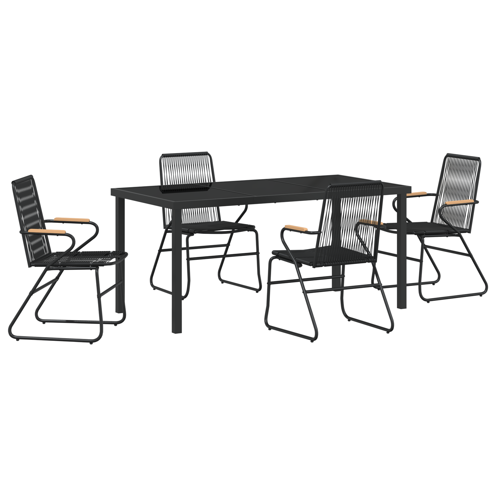 Set de dining pentru grădină 5 piese Negru Rattan PVC GartenMobel Dekor