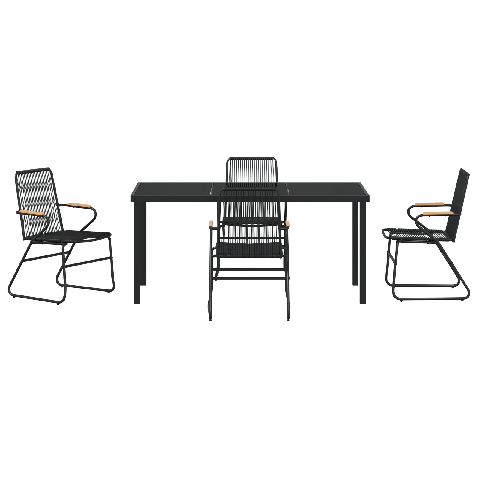 Set de dining pentru grădină 5 piese Negru Rattan PVC GartenMobel Dekor