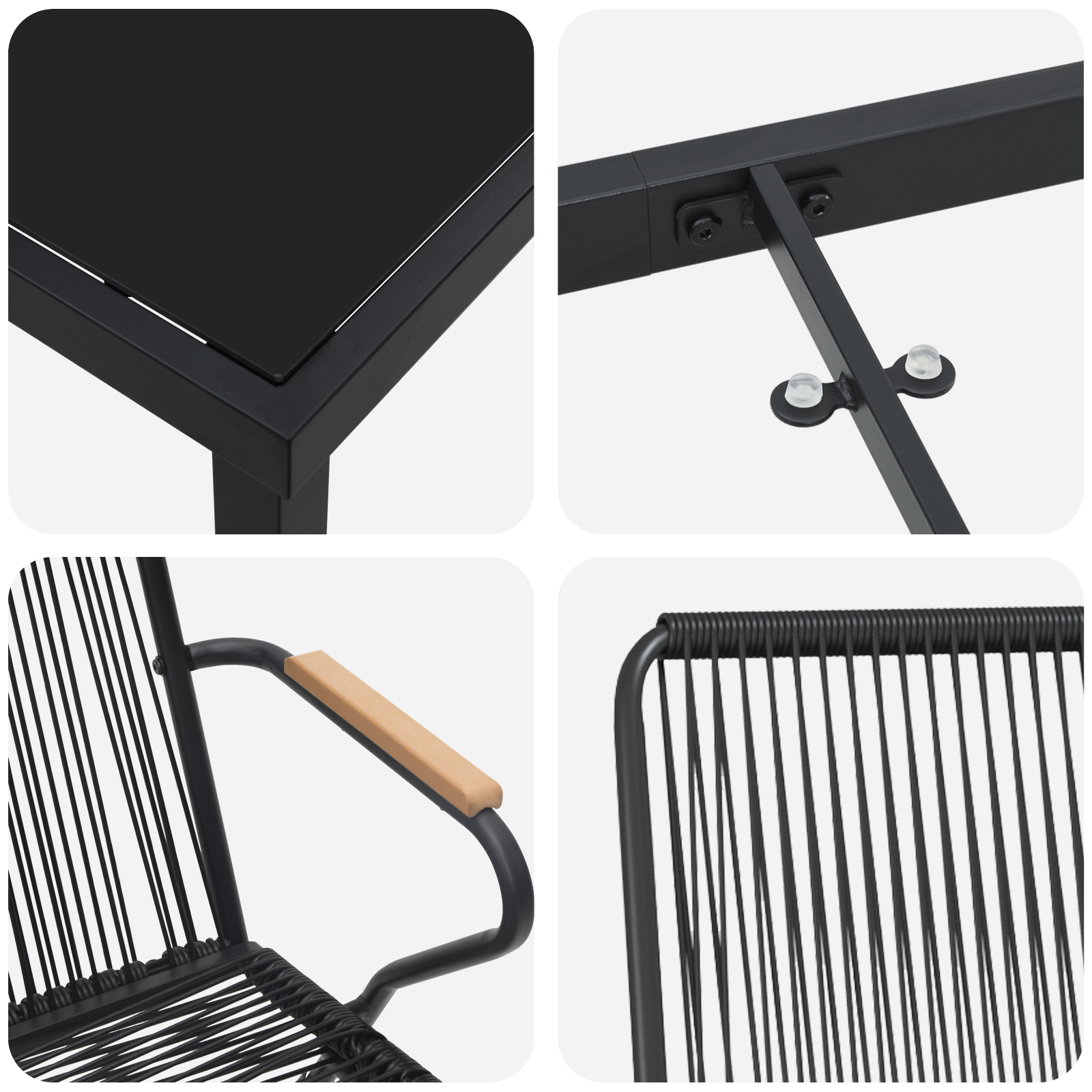 Set de dining pentru grădină 5 piese Negru Rattan PVC GartenMobel Dekor
