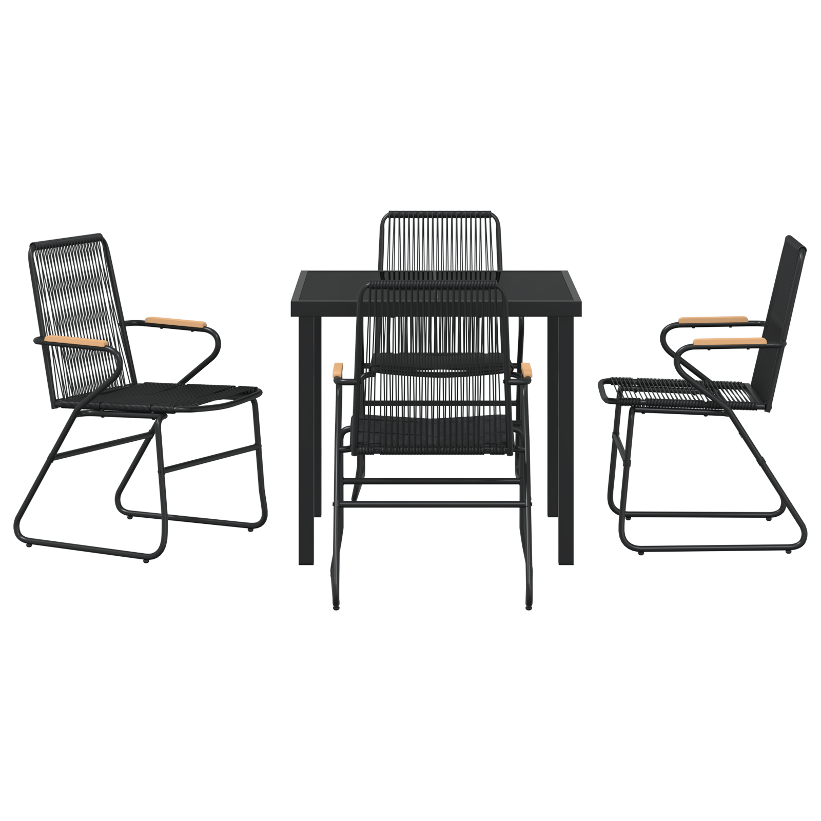 Set de masă de grădină 5 piese Negru Rattan PVC GartenMobel Dekor