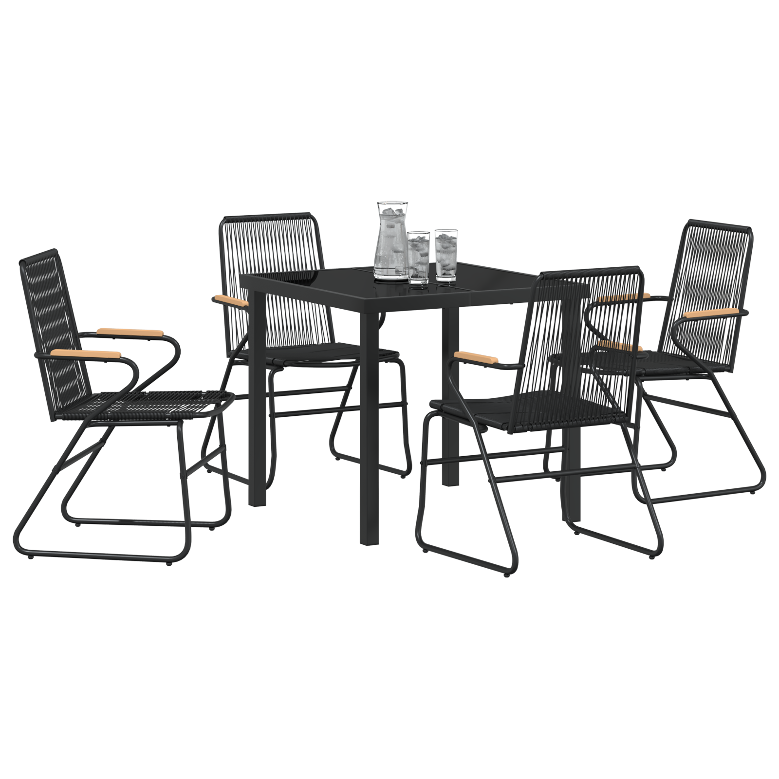 Set de masă de grădină 5 piese Negru Rattan PVC GartenMobel Dekor