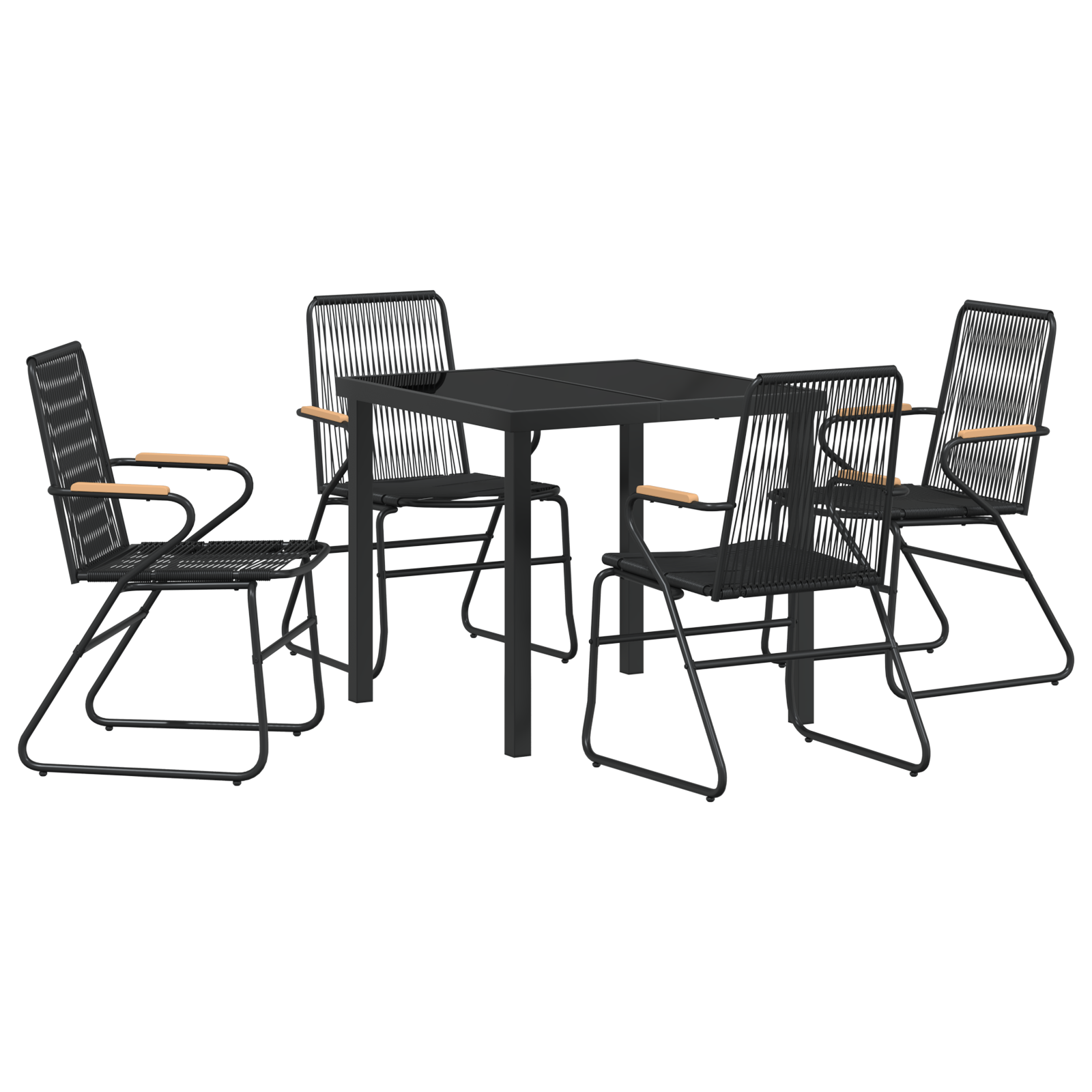 Set de masă de grădină 5 piese Negru Rattan PVC GartenMobel Dekor