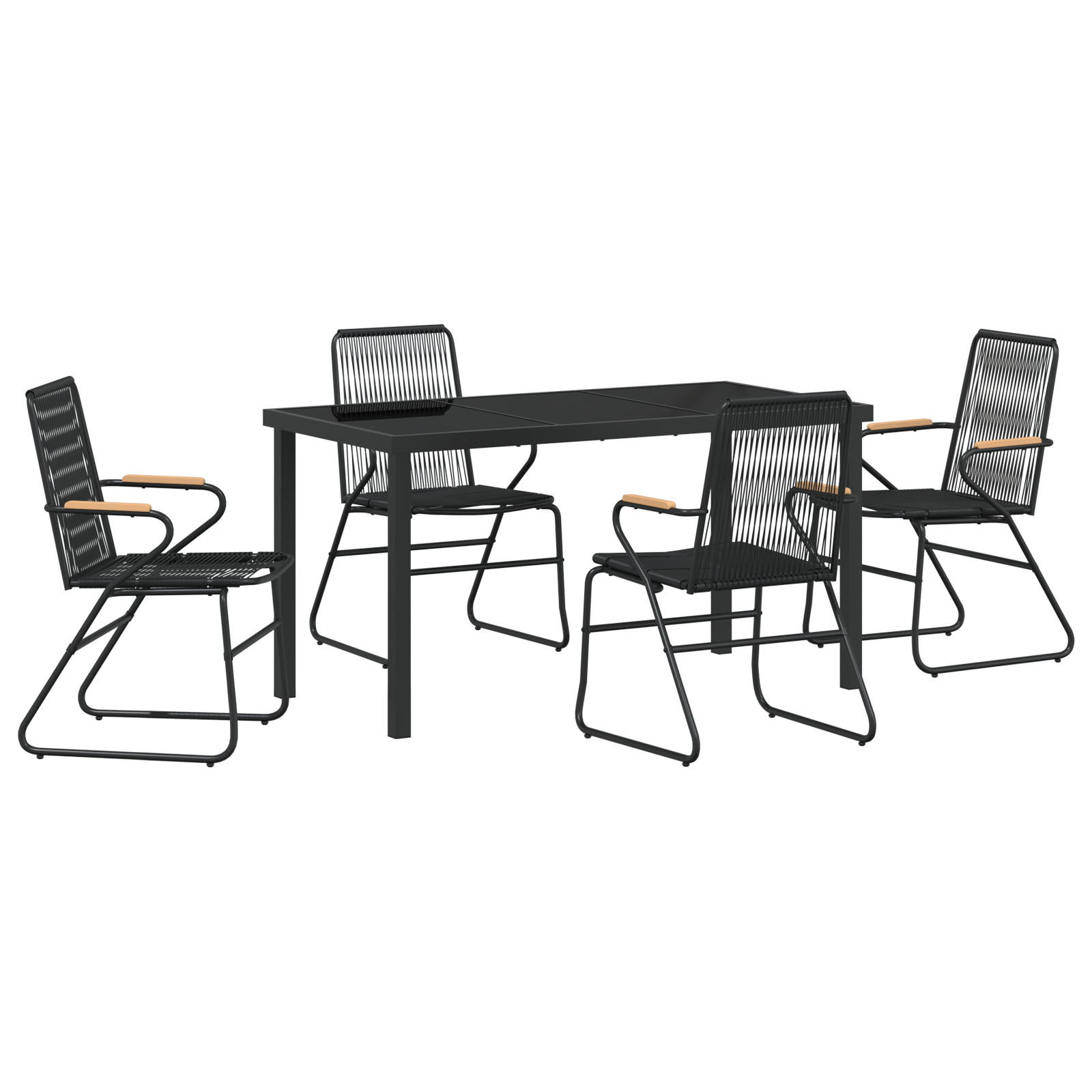 Set de mese de grădină 5 piese Negru Rattan PVC GartenMobel Dekor