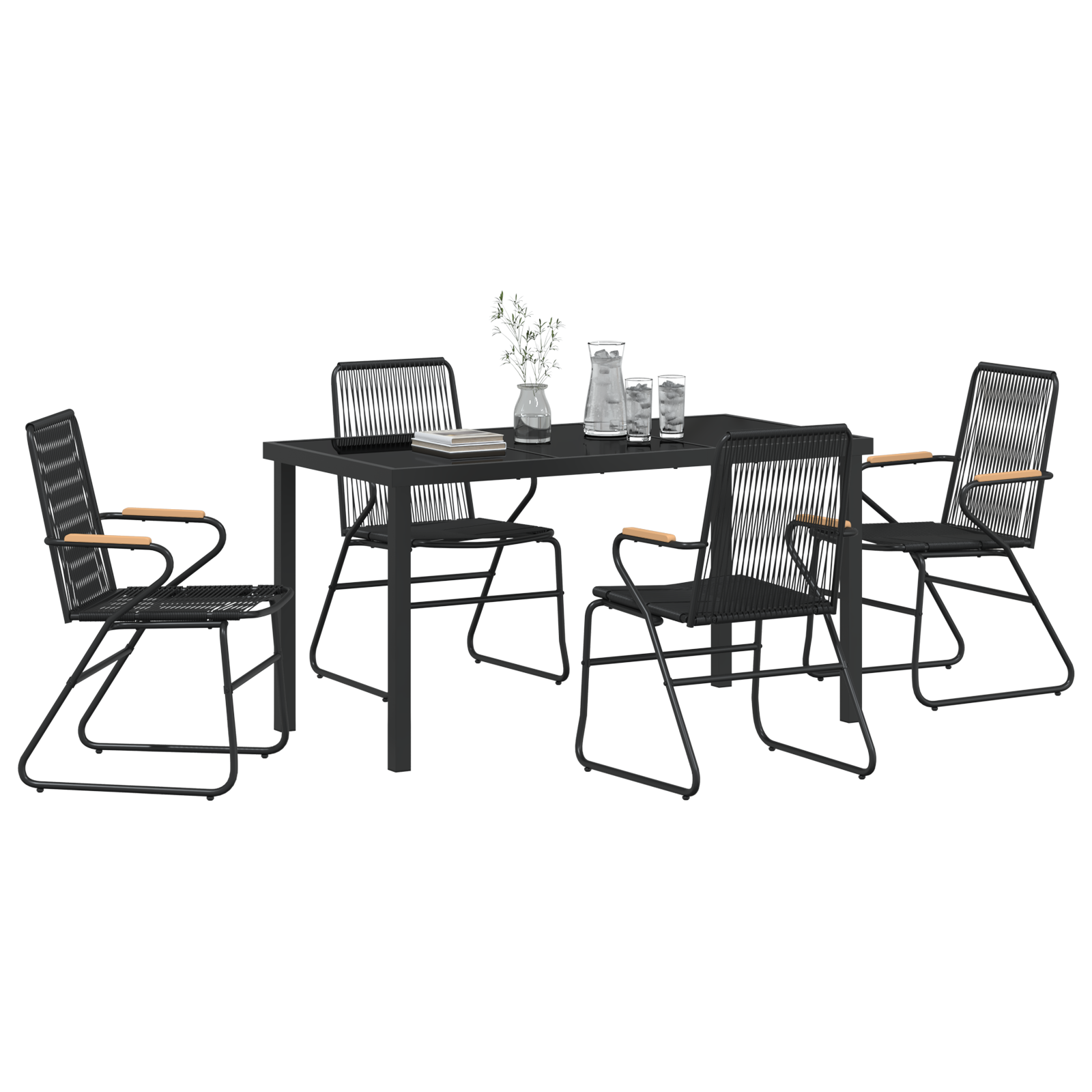 Set de mese de grădină 5 piese Negru Rattan PVC GartenMobel Dekor