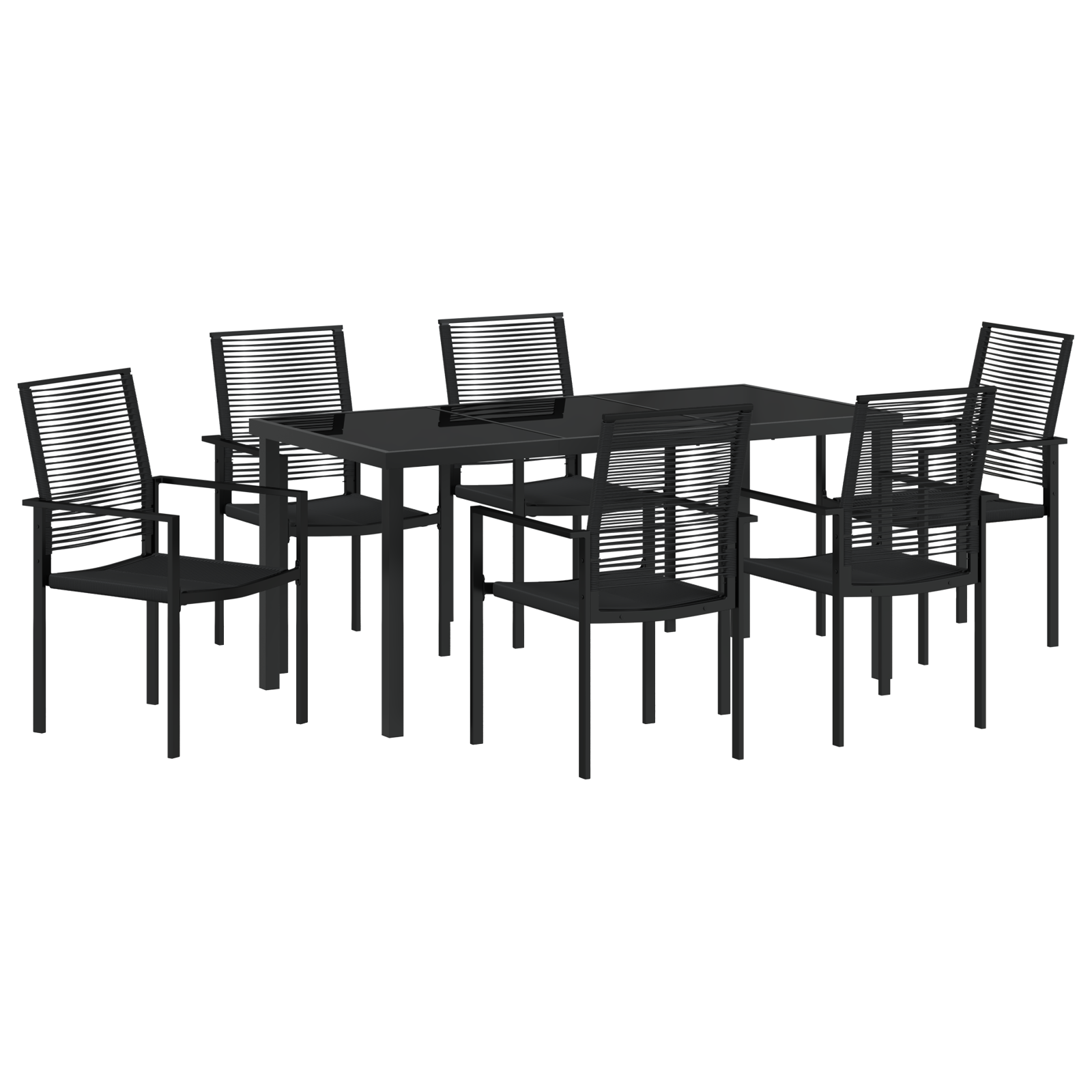 Set masă pentru grădină cu 7 piese Negru Rattan PVC GartenMobel Dekor