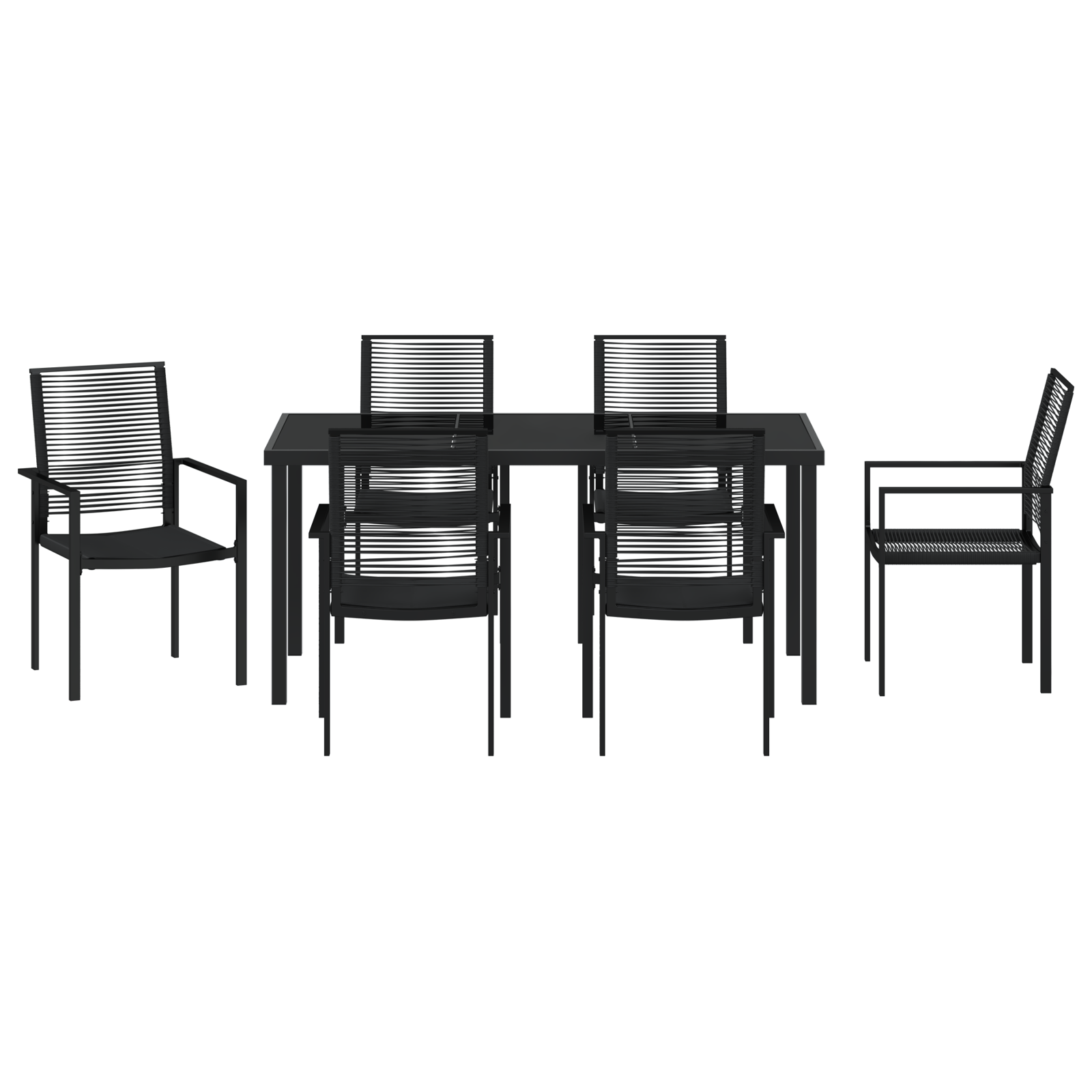 Set masă pentru grădină cu 7 piese Negru Rattan PVC GartenMobel Dekor