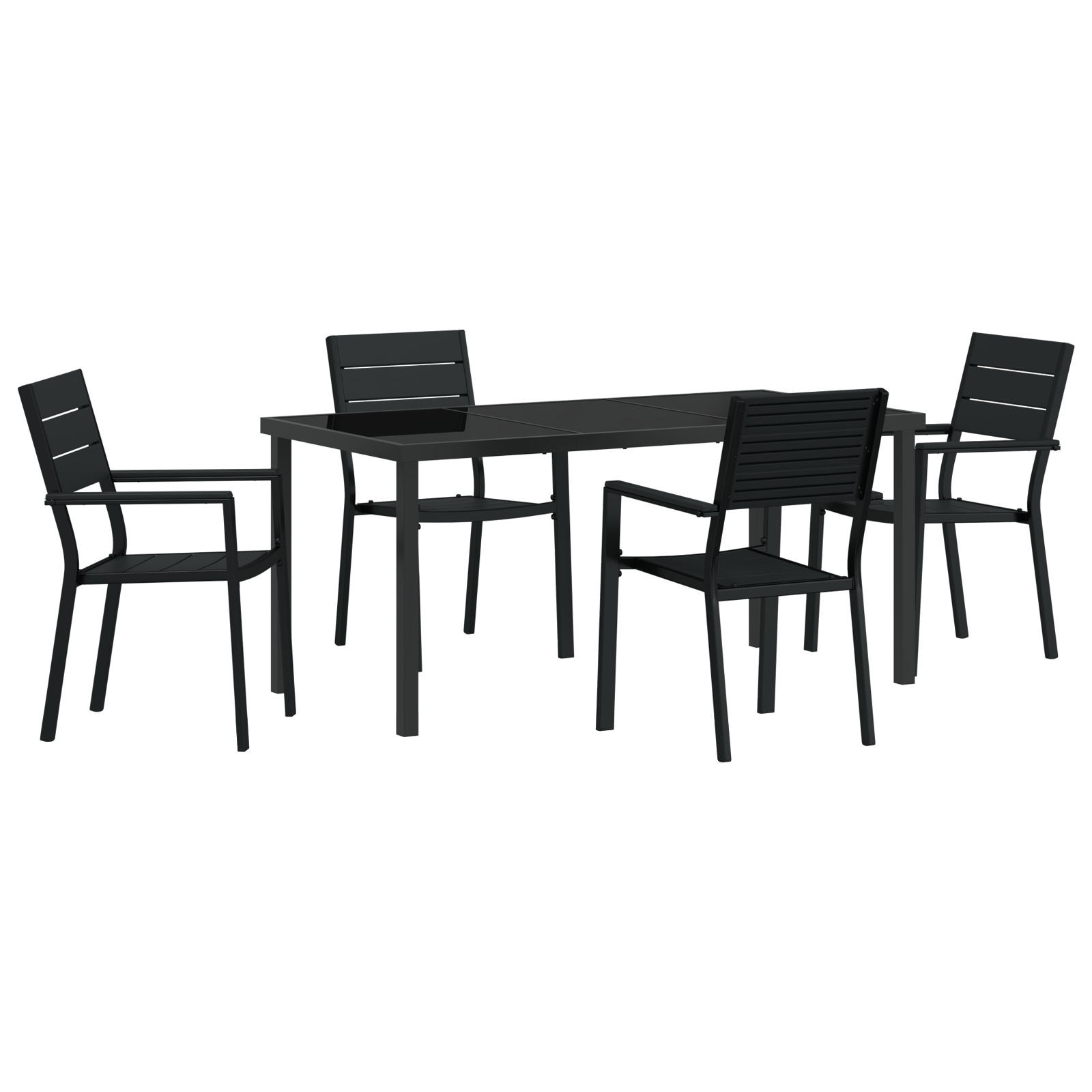 Set mese grădină 5 Piese Negru HDPE GartenMobel Dekor