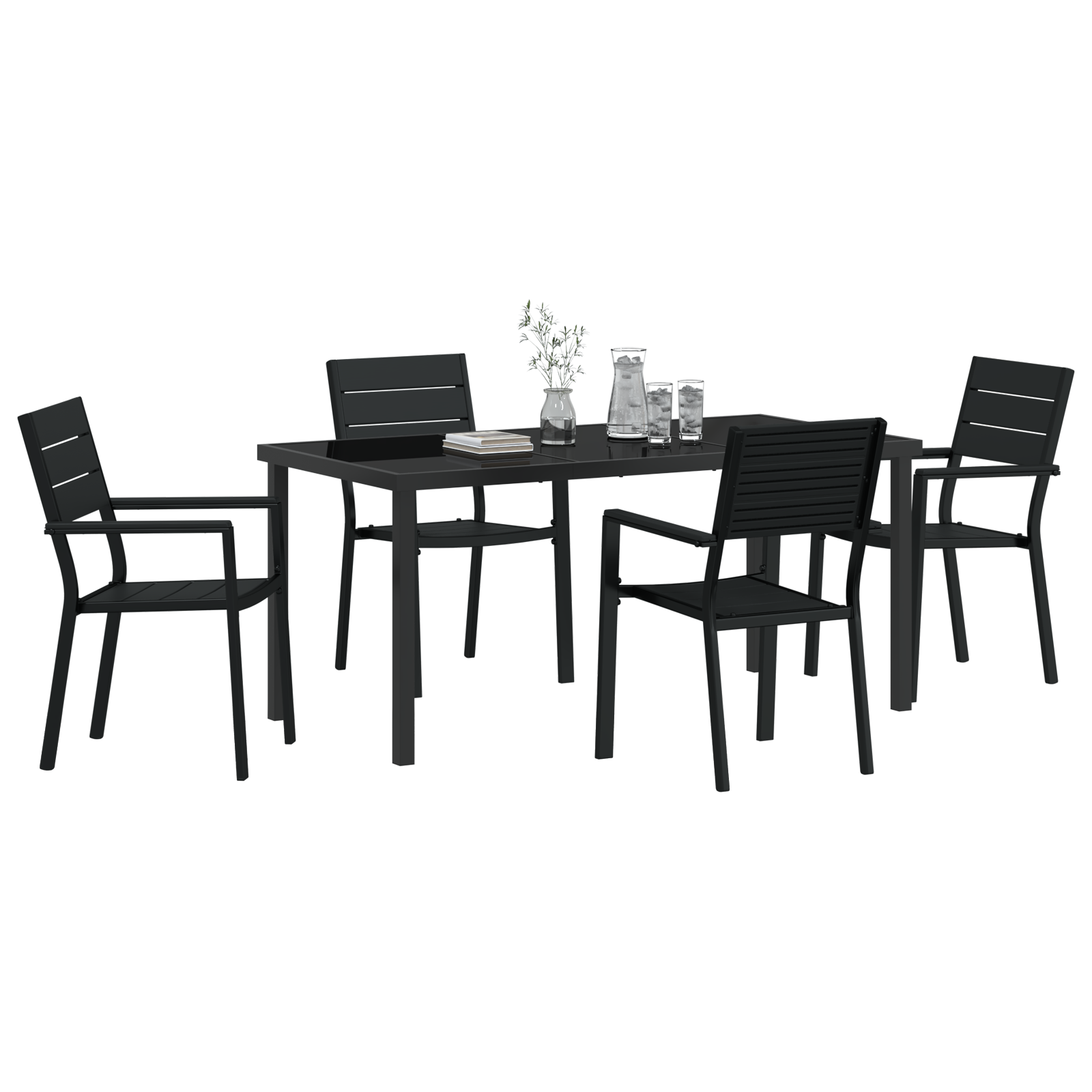 Set mese grădină 5 Piese Negru HDPE GartenMobel Dekor