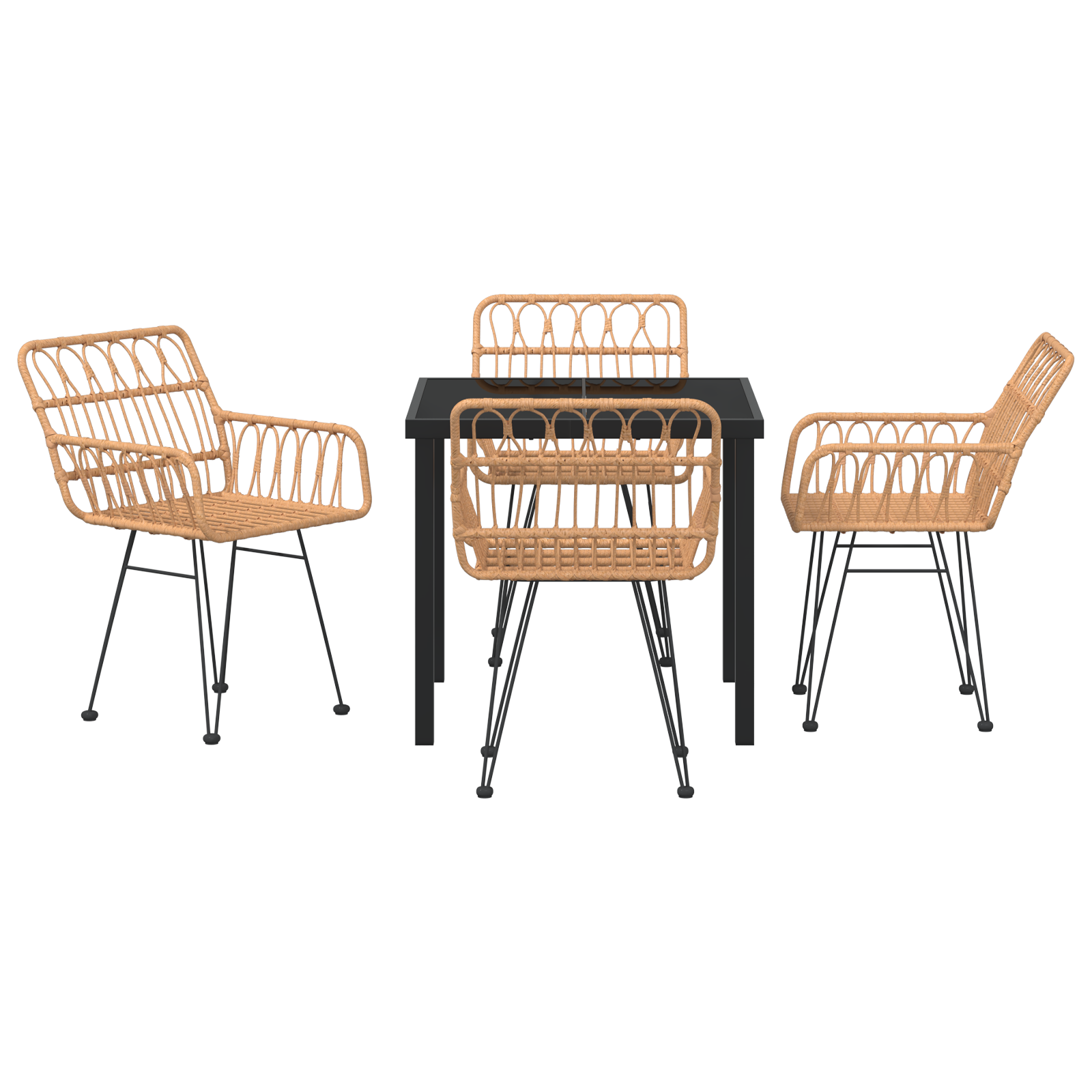 Set Dining pentru Grădină 5 Piese Bej din Rattan Polimer GartenMobel Dekor