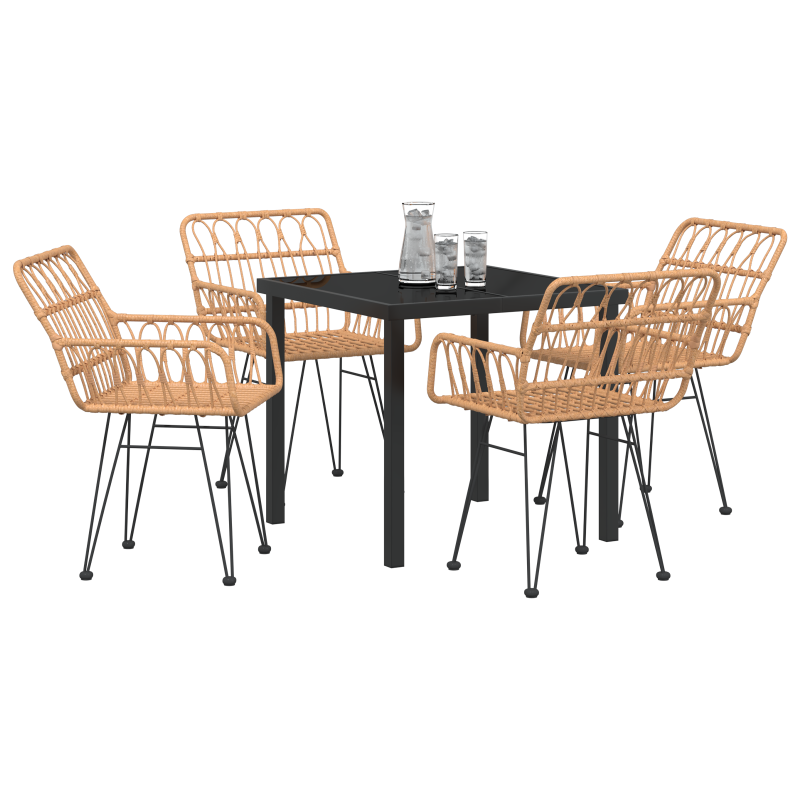 Set Dining pentru Grădină 5 Piese Bej din Rattan Polimer GartenMobel Dekor