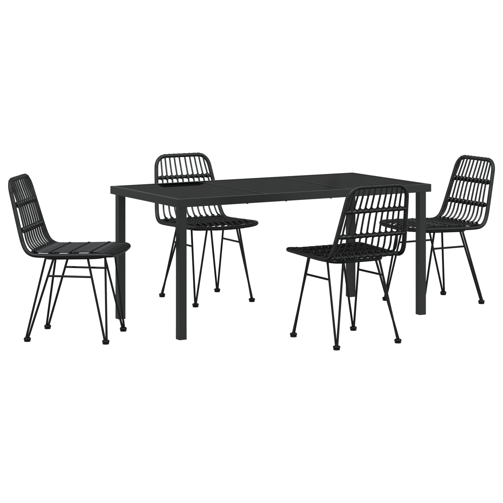 Set de 5 piese de dining pentru grădină negru din poliratan GartenMobel Dekor